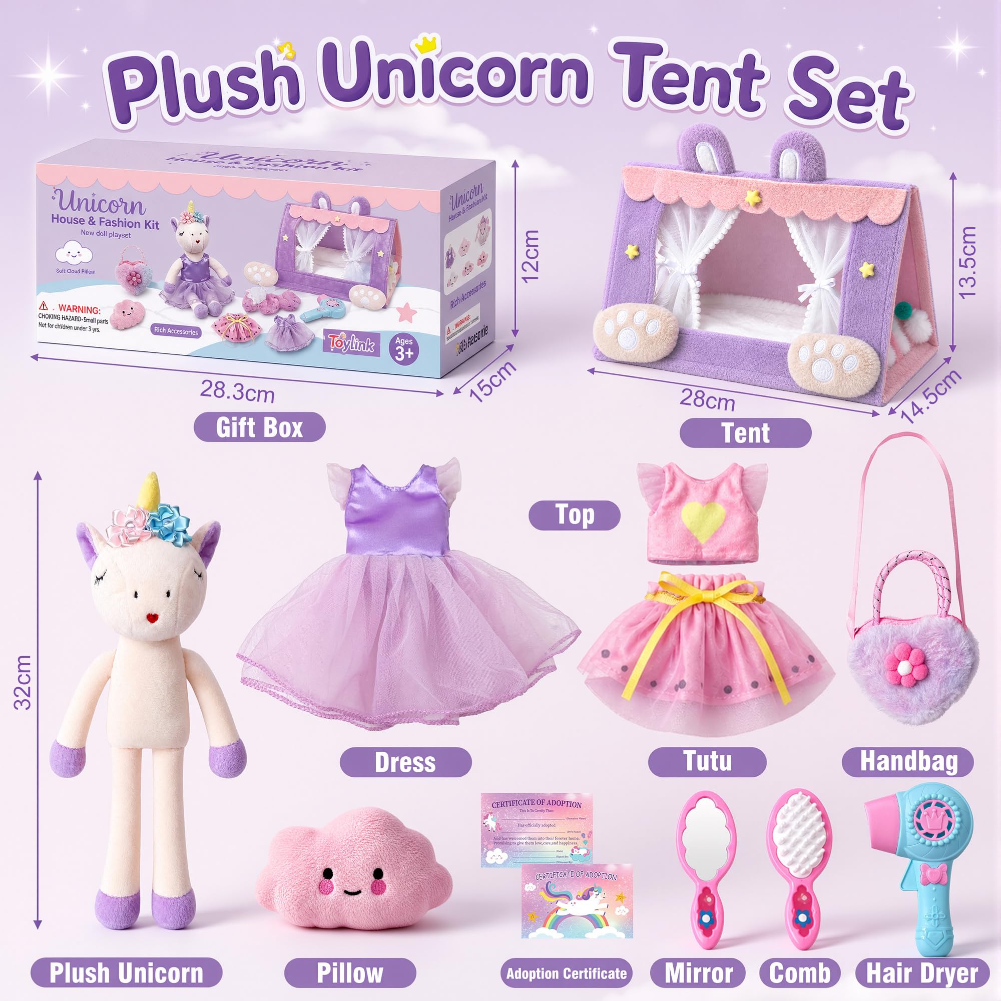 vamei Regali Unicorno Bambine 3+ Anni – Casa Tenda Peluche & Bambola
