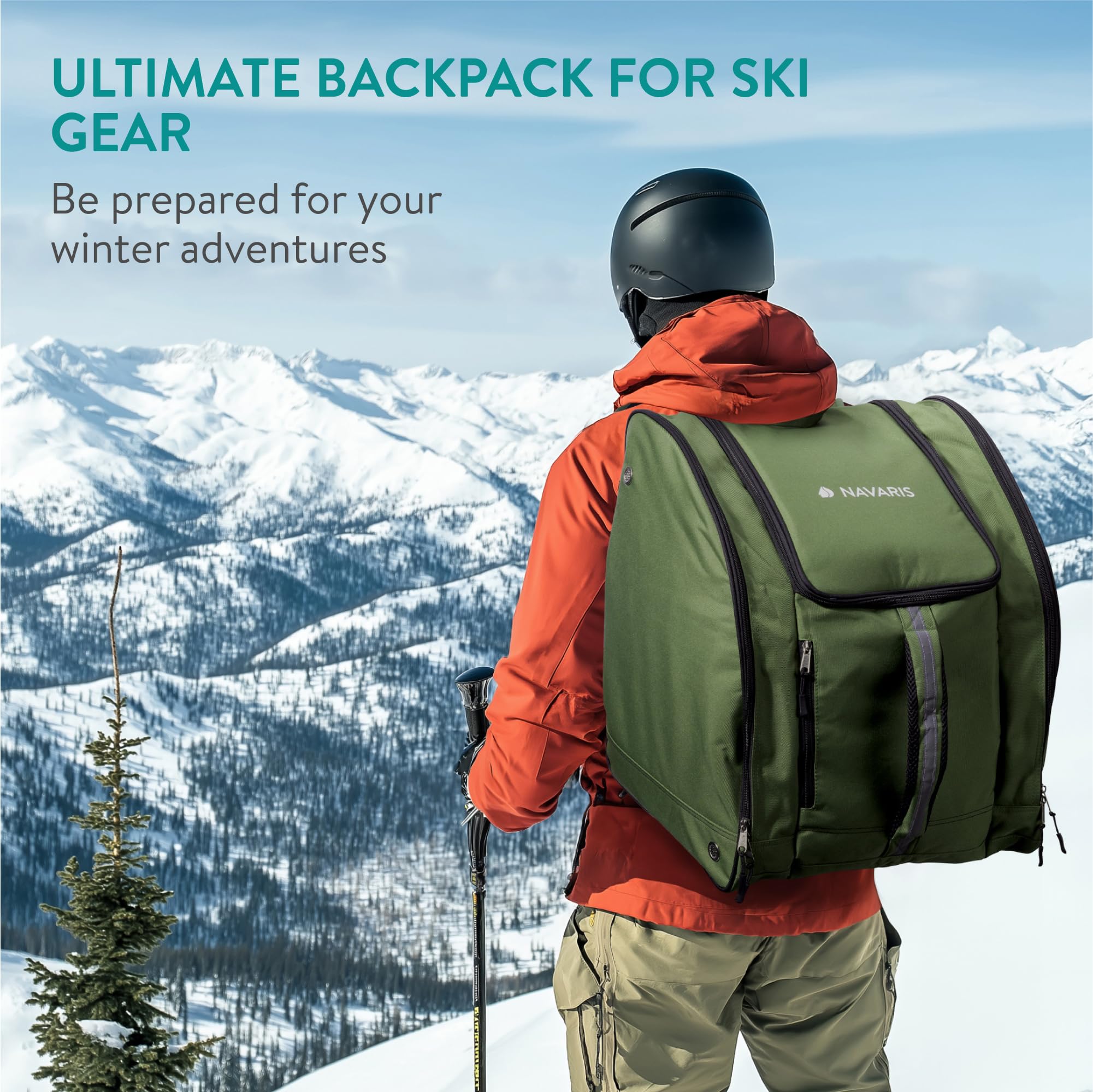 Image secondaire de Sac à Dos de Ski Navaris - 46x40x38 cm pour Équipement de Montagne