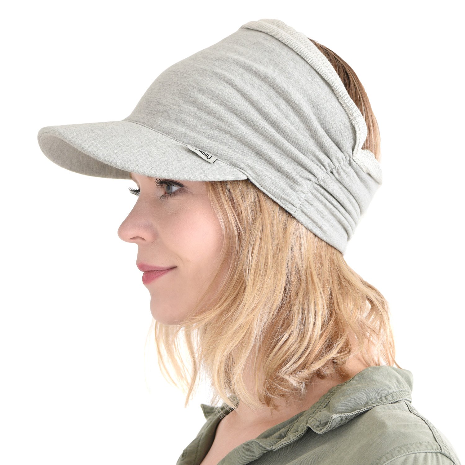 Charm Men's Light Grey Sports Sun Visor Hat - Spf Uv Protection Japanese Design Peak Cap For & Wo Tennis Jogging Running Visor