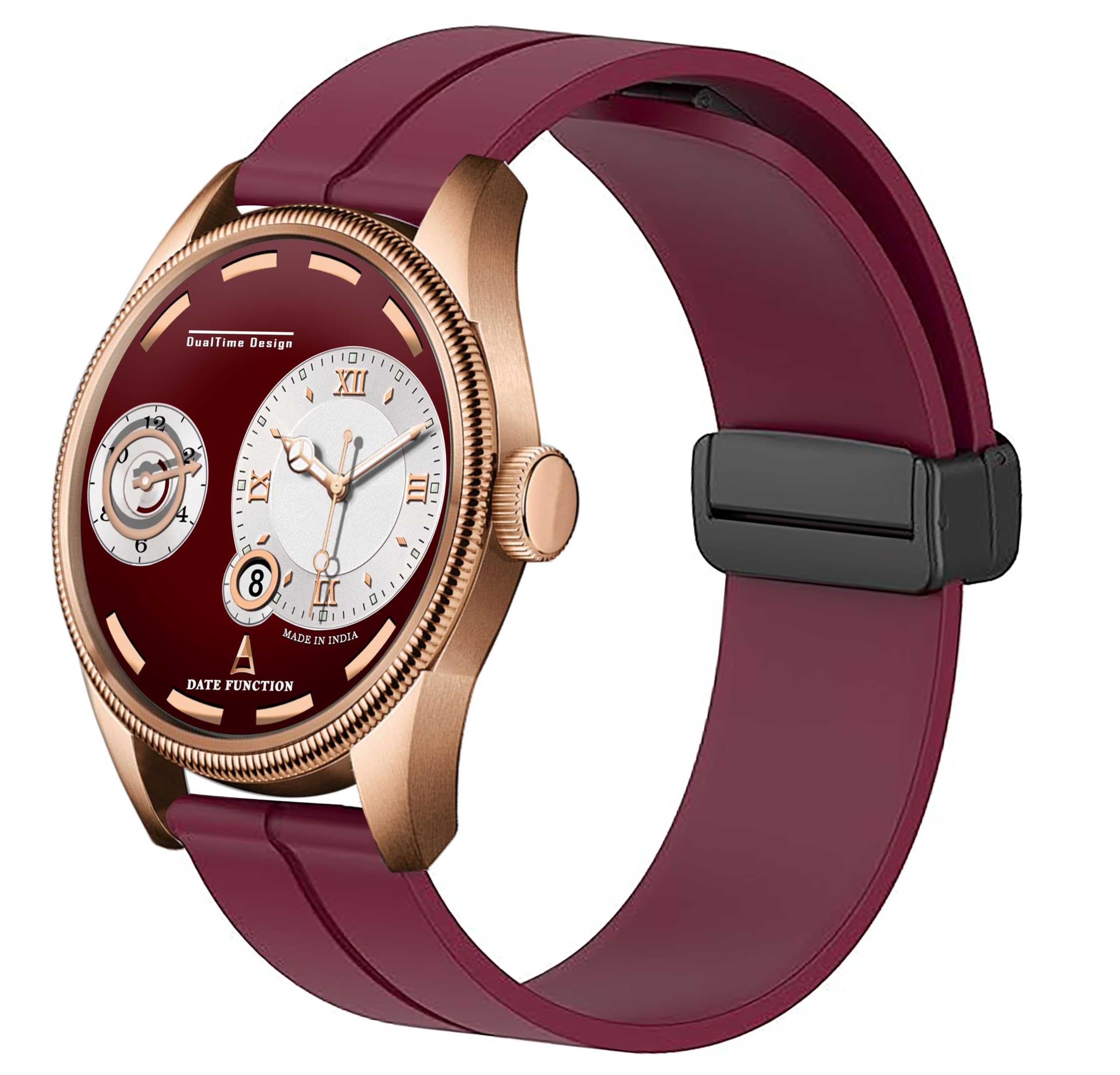 3D Glass Maroon Chonograph Date Display Analoge Silicone Magnetic Strap Watch for Men (B0D94JJ136) Amazon Price History, Amazon Price Tracker