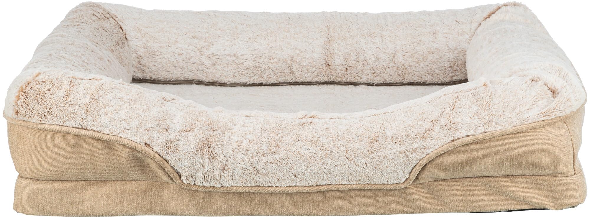 TRIXIE orthopaedic dog bed Vital Lino 43.3 x 29.5 in in beige – premium dog cushion with memory foam – dog basket for older dogs – joint-friendly and relieving – 374057