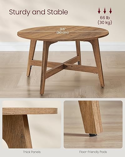 Miniatura 5 de VASAGLE MAEZO Collection ULCT251KB01S - Mesa auxiliar redonda, mesa central de 31.5 pulgadas, patas cónicas, transiciones curvas, fácil de montar,