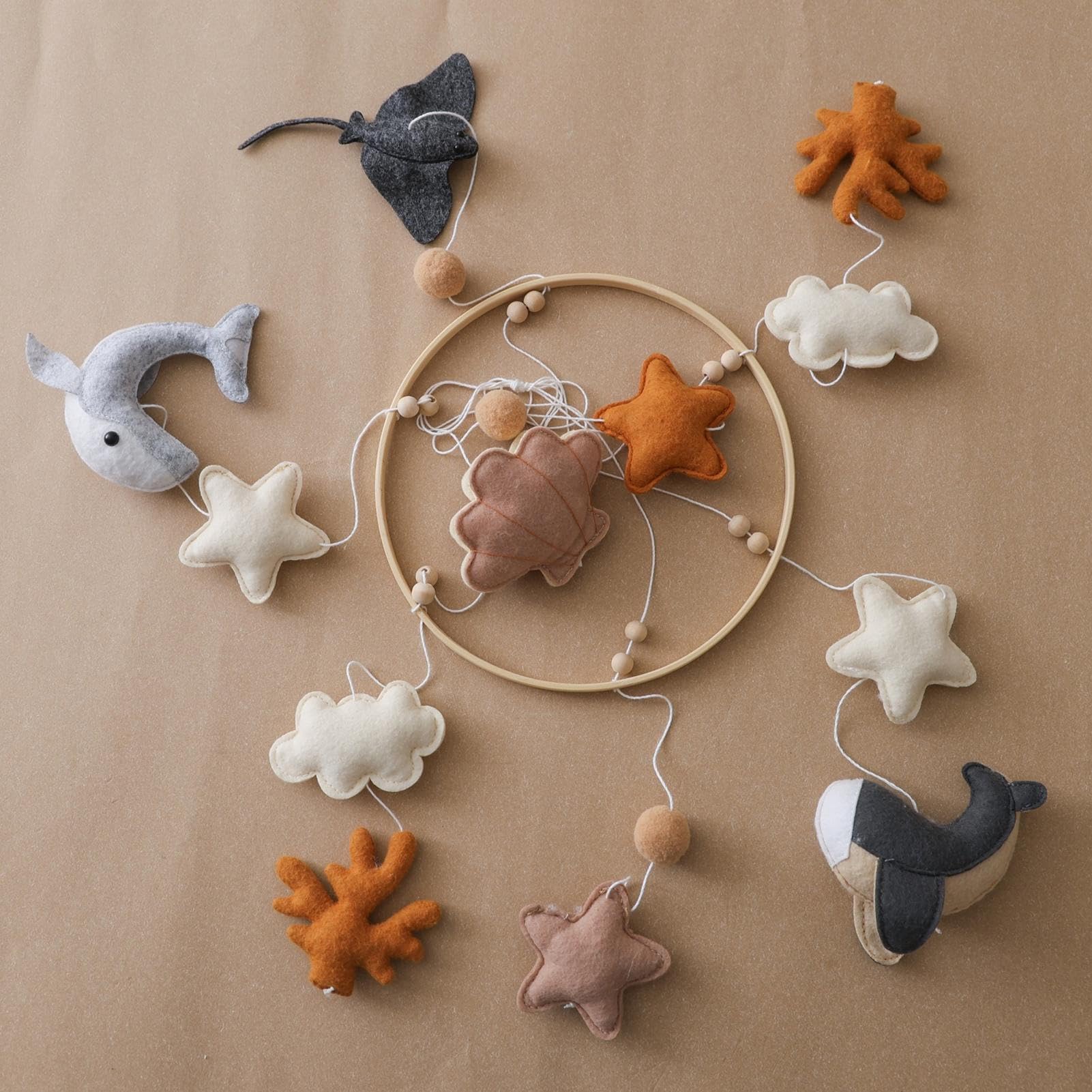 Mobile - Chime Crib Decor Giocattoli calmanti | Giocattoli appesi di animali oceanici - Decorazione culla fatta a mano per ragazzi ragazze camera da camera dei bambini