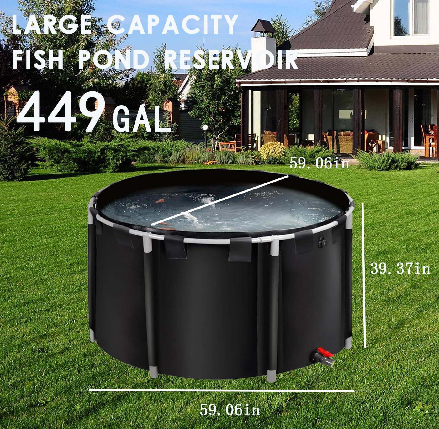 MOGUOBIN Above Ground Pond,Canvas Fish Pond Pool,Round Thickening Koi Pond Tank,PVC Fish Pond,Pool Above Ground with Durable Framed,for Fish Farming Aquatic Products Breeding Pond 59x39in/449Gal