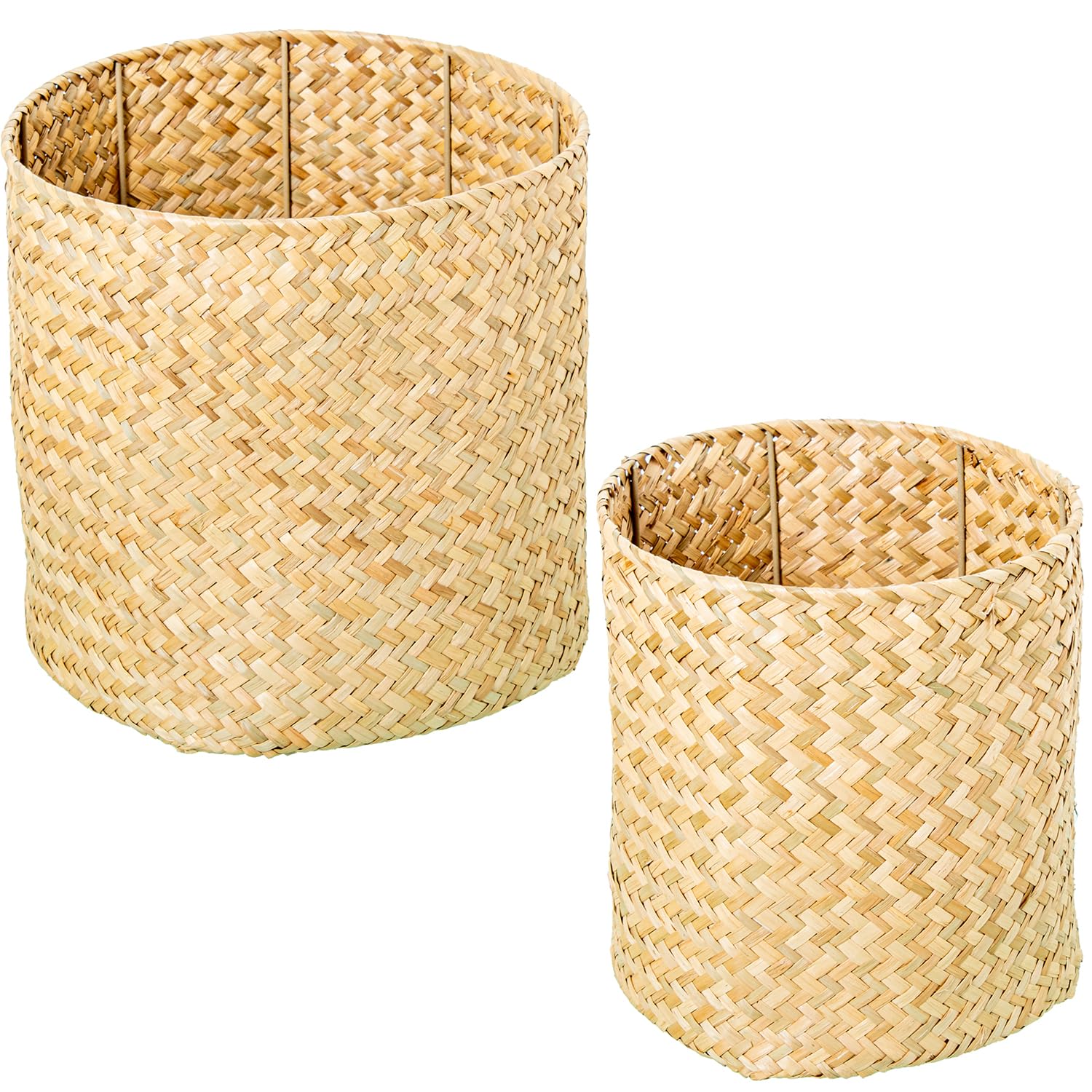 Panier en herbier de mer style bohème pour ranger les plantes du salon et du balcon
