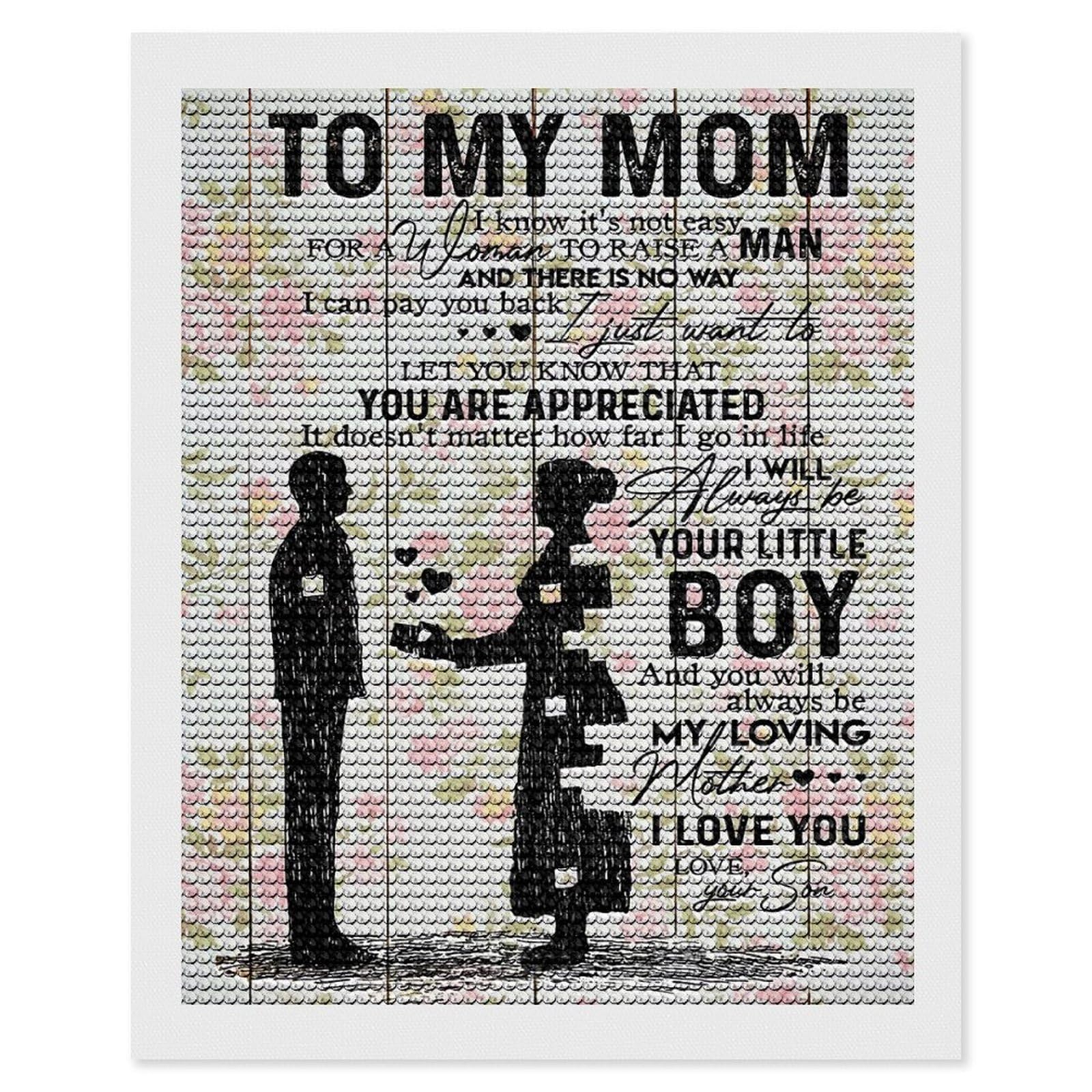 Junmoney Son to Mom Gift for Mom Diamond Art Canvas 16"x20", Easy to Follow Symbols, Finish and Display, Fun Craft Experience, Aesthetic Room Decor