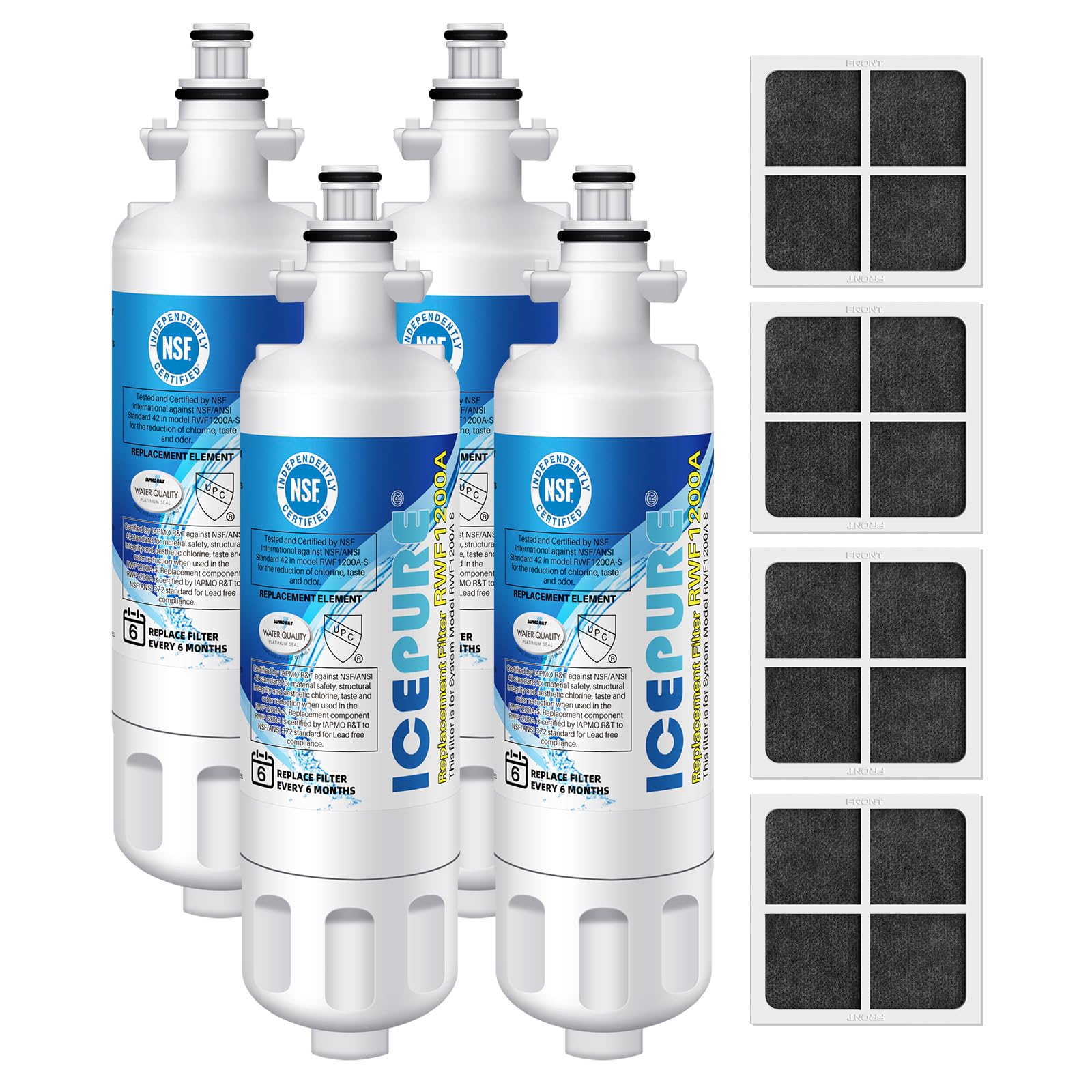 ICEPURE ADQ36006101 Refrigerator Water Filter Replacement for LG LT700P KENMORE 9690 46-9690 ADQ36006102 469690 LFXC24726S RWF1200A 4 Combo