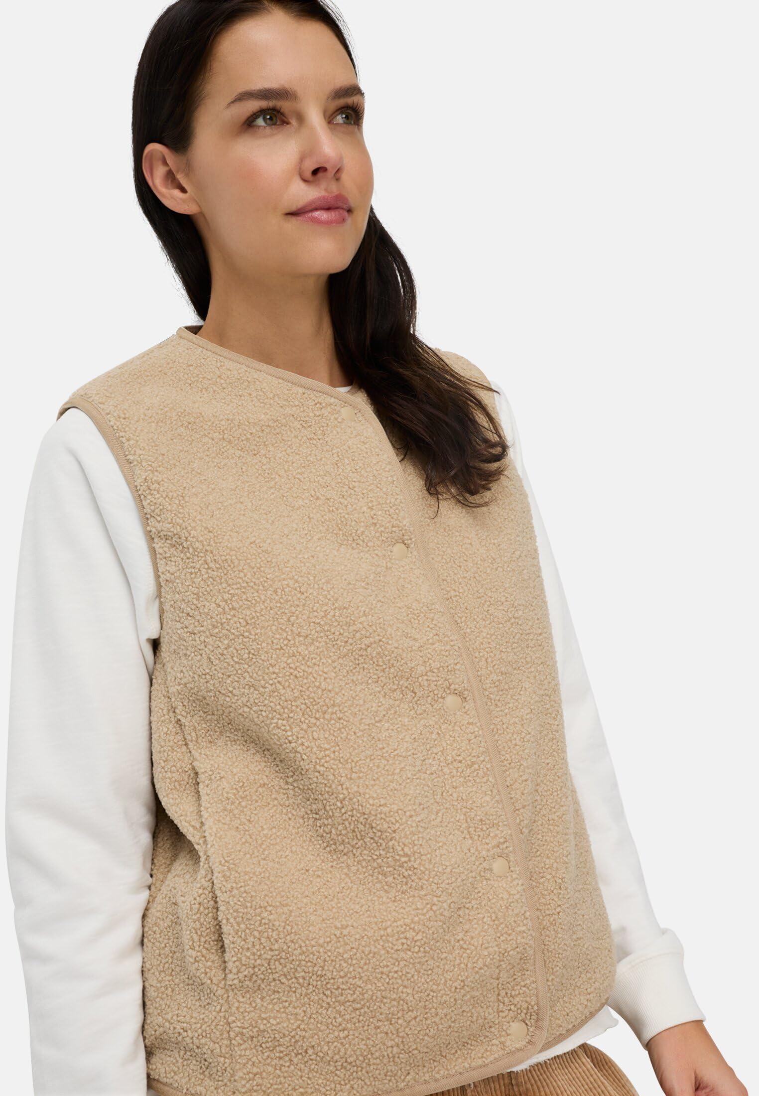 camel active Damen Fleece-Weste mit Knopfverschluss