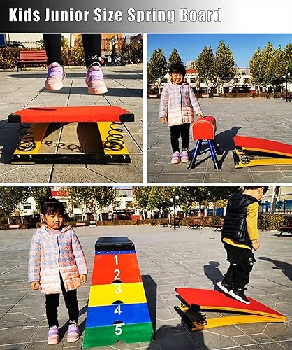 Miniatura 5 de Escalera de gimnasia para niños grandes para bóveda, mini trampolín para casa, para escuela, gimnasio en casa, bar, sótano, carga de 143.3 lbs / 140