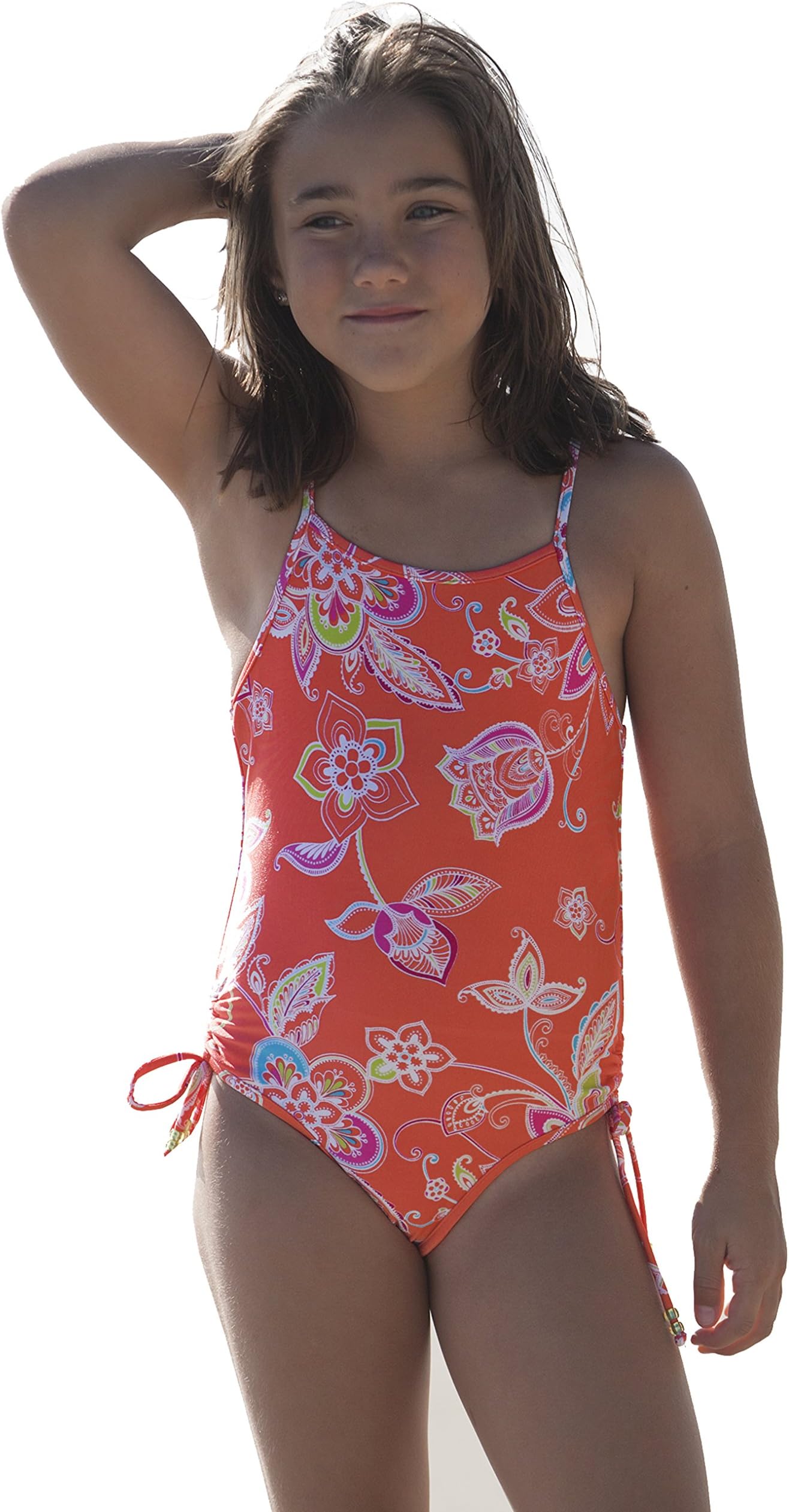 Point Conception Girls One Piece"Delight" Coral