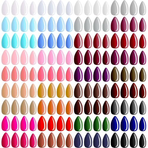 Maitys Uñas postizas a presión de almendra, 36 colores, 864 piezas, uñas postizas brillantes de cobertura completa, uñas artificiales coloridas para