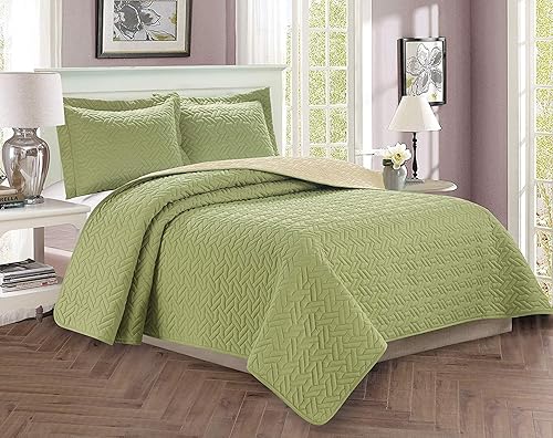 Miniatura 7 de Celine Linen Juego de colcha de lujo de 2 piezas, diseño majestuoso, acolchado con funda, peso pesado para todas las estaciones, resistente a las