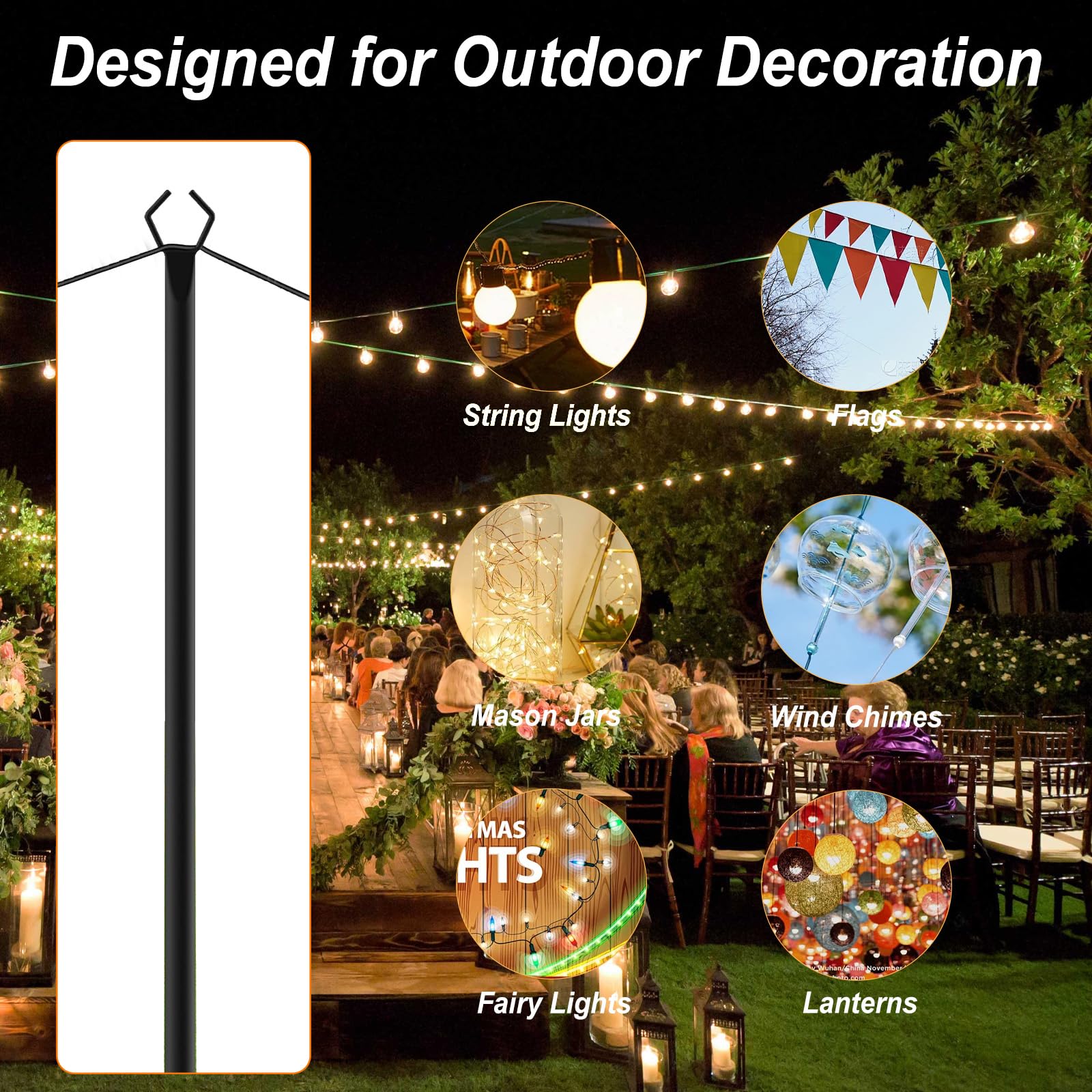 Lot de 2 guirlandes lumineuses en métal 10 pieds pour extérieur terrasse jardin