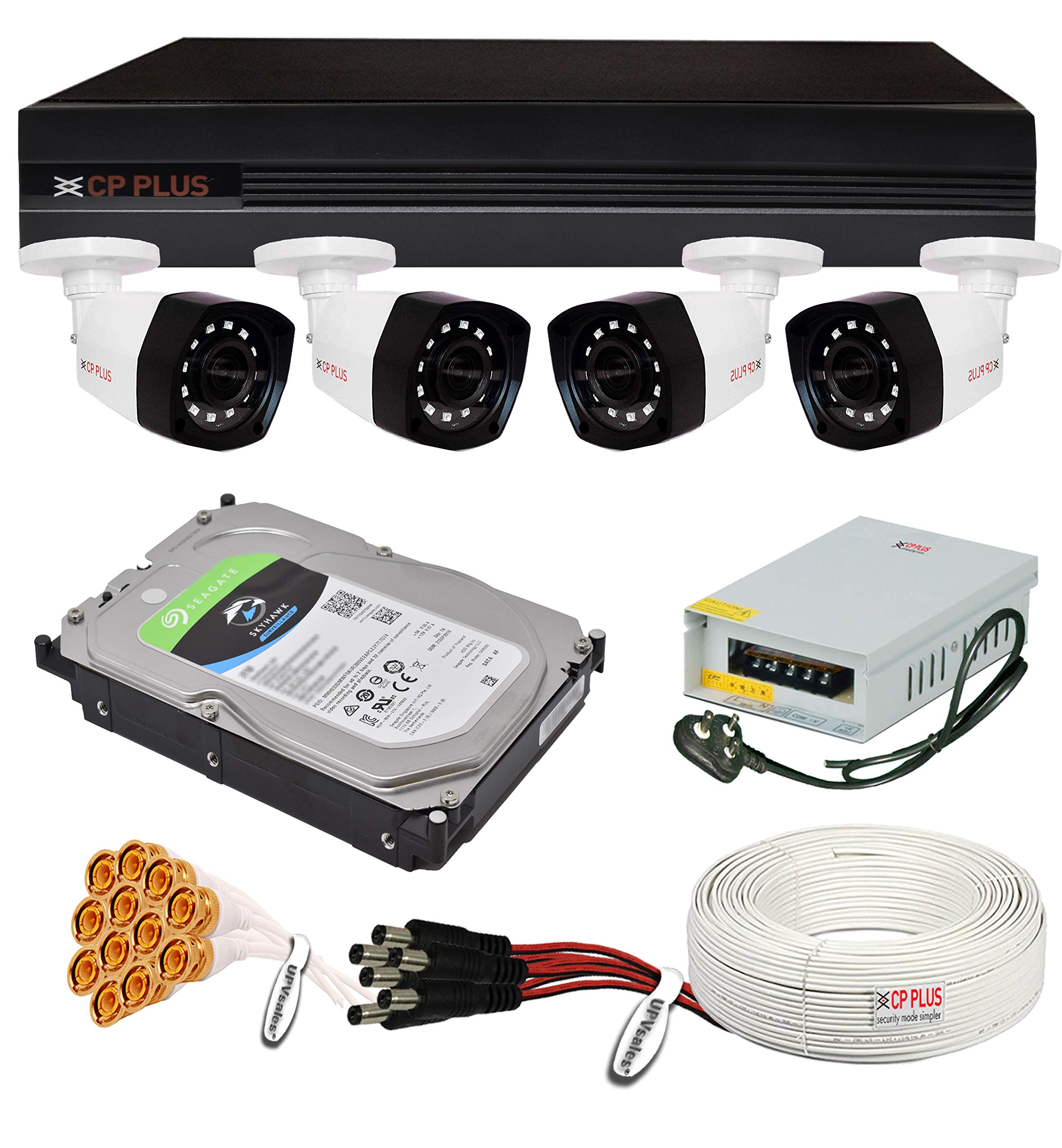 CP Plus 5MP, H.265+,2TB Storage, 4Camera Combo Kit with (4Ch DVR, 4 Bullet Cameras, 2TB HDD, Power Supply, 90Mtr Cable, Audio Mic and Connectors) 5 MegaPixel CCTV Security Camera Set-image-42