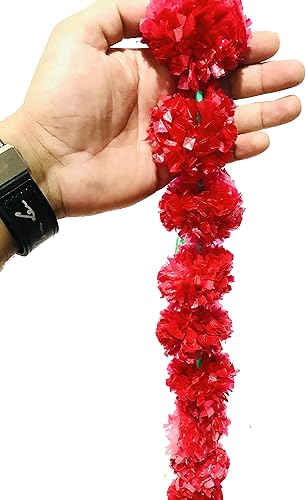 Miniatura 7 de Guirnalda de caléndula de 5 pies de 5 pies Decoración de manto de fiesta de boda indiaamericana, guirnaldas de imitación guirnalda de boda,