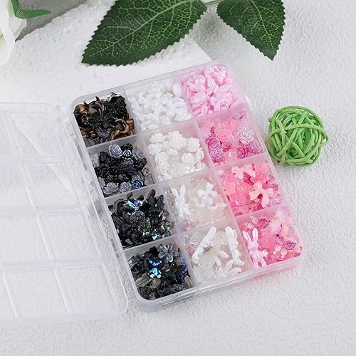Miniatura 3 de Juego de 2050 dijes de uñas 3D de mariposa, rosa, lazo, conejo, oso, para uñas, diamantes de imitación, perlas, gemas de cristal, rebanadas de uñas