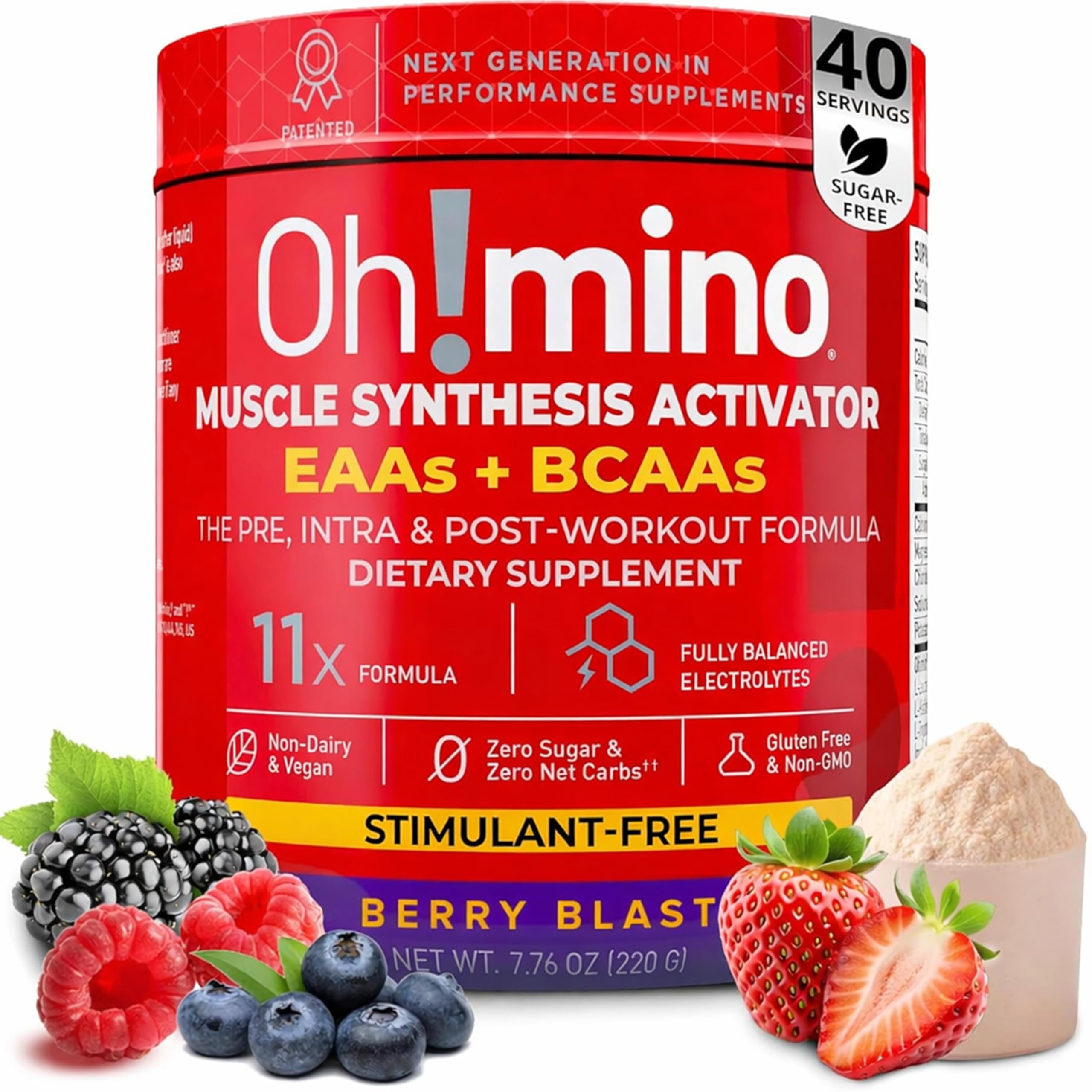 Essential Amino Acids Supplement, Berry Blast, Stimulant-Free Powder, All 9 EAAs, BCAAs and The Perfect Amino for Workouts, Amino Energy, and to Build Muscle, and Recover Faster