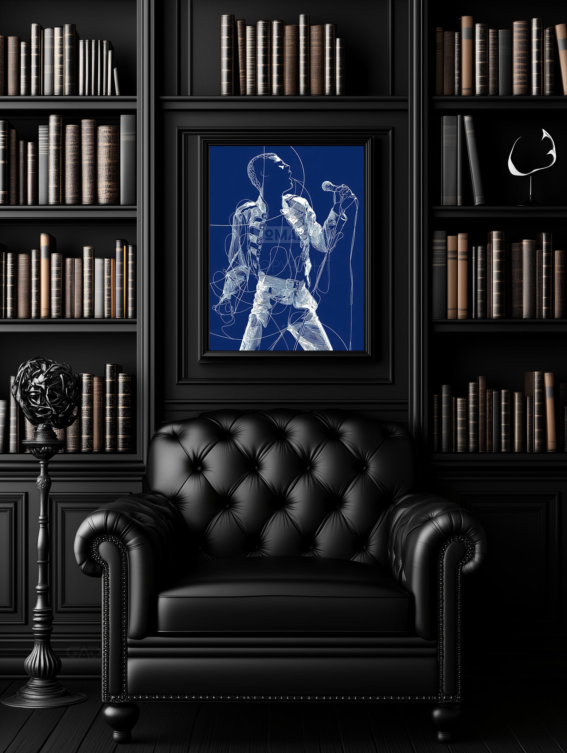 Tomaok® - Poster Stampa poster d'arte (cornice non fornita) Freddie Mercury star rock della band Queen, decorazione interna, disegno a tratto continuo, linee
