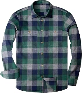 Men's Flannel Plaid Shirt Casual Fall Clothes Work Button Down Shirts