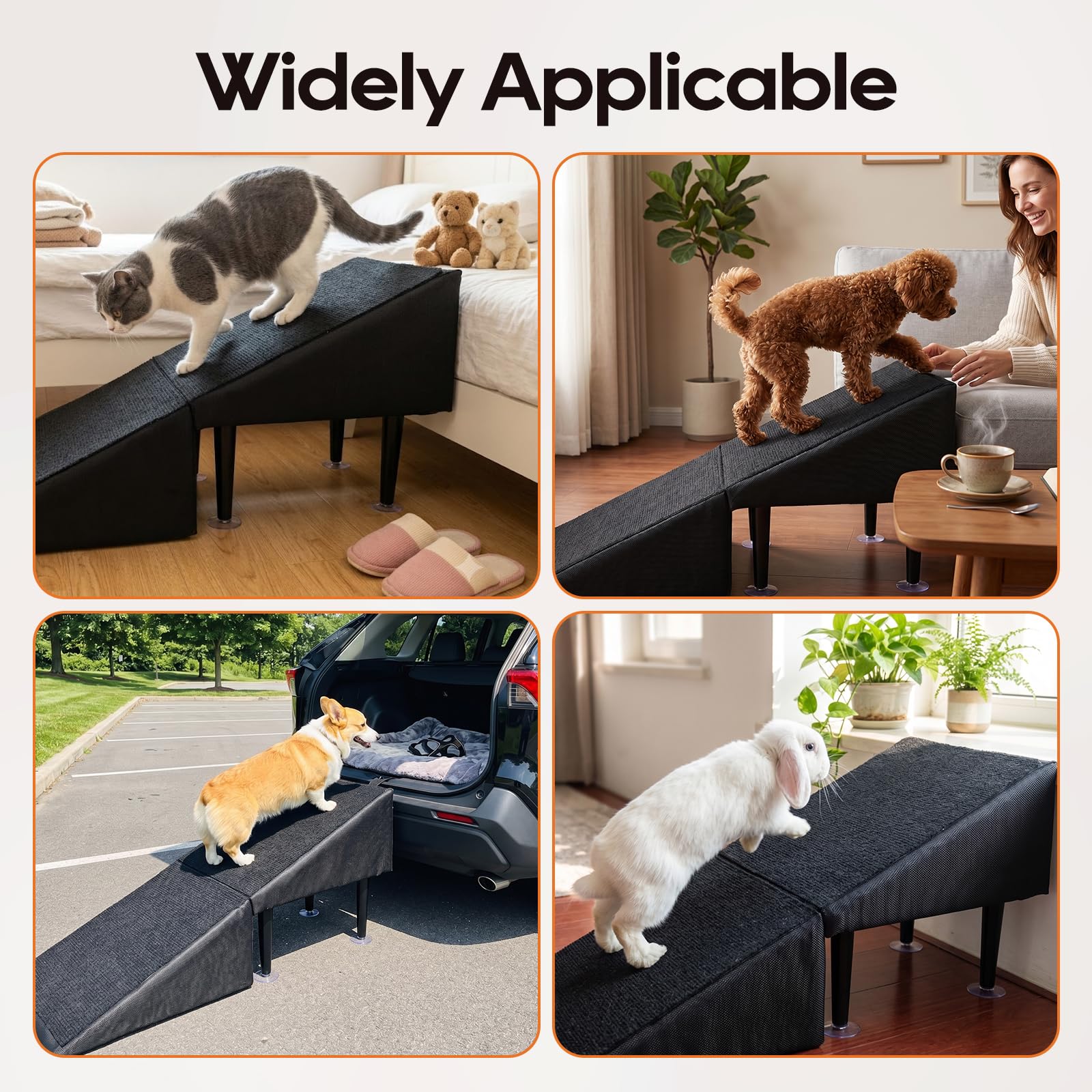 Hundetreppe Klappbar, 2-in-1 Hunderampe & Hocker für Bett und Sofa, 36x36x28cm, mit Saugnapfhalterung, Rutschfeste Rampe Hund für Kleine Ältere Hunde Katzen