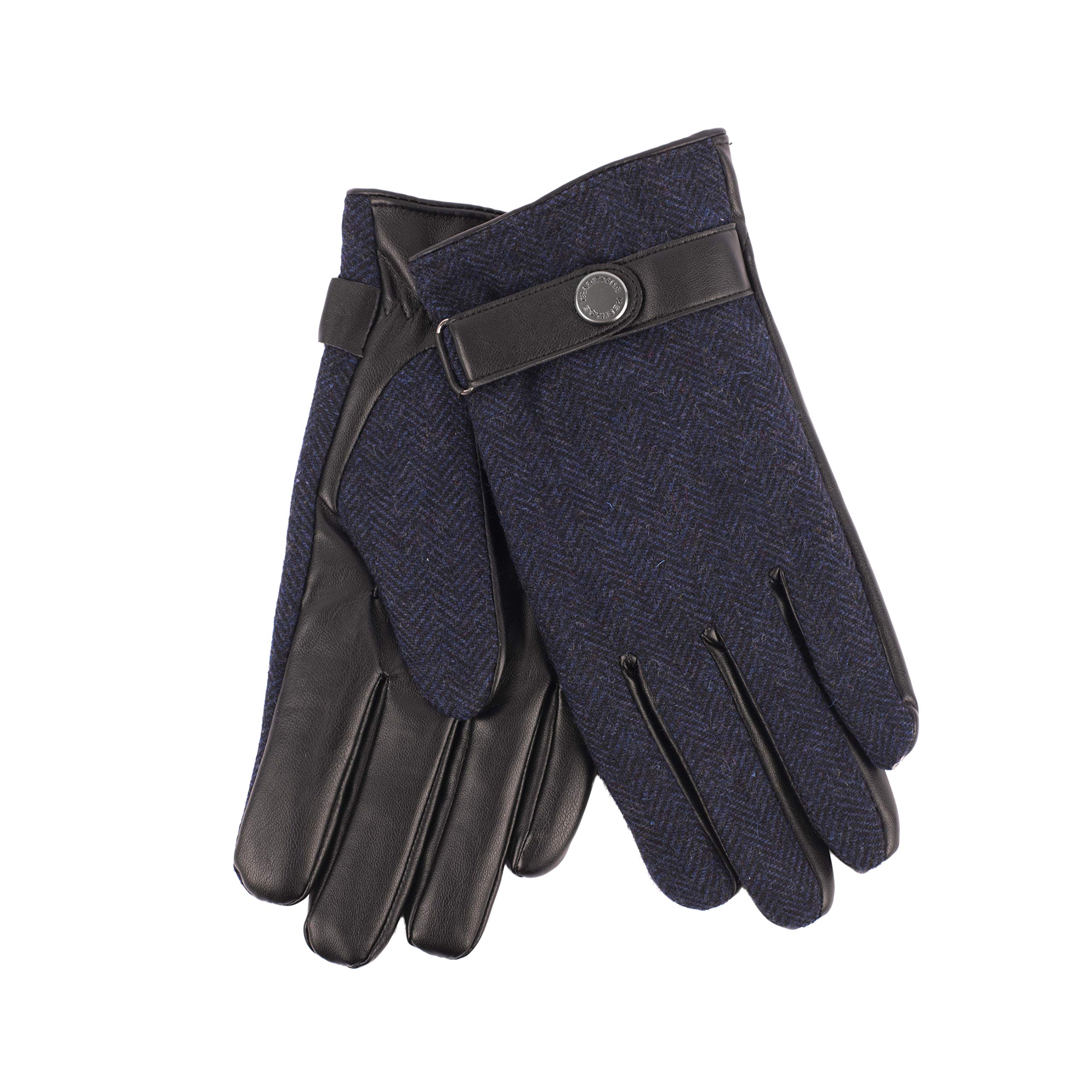Heritage Traditions Tweed Stud Boxed Driving Gloves (Navy Herringbone)