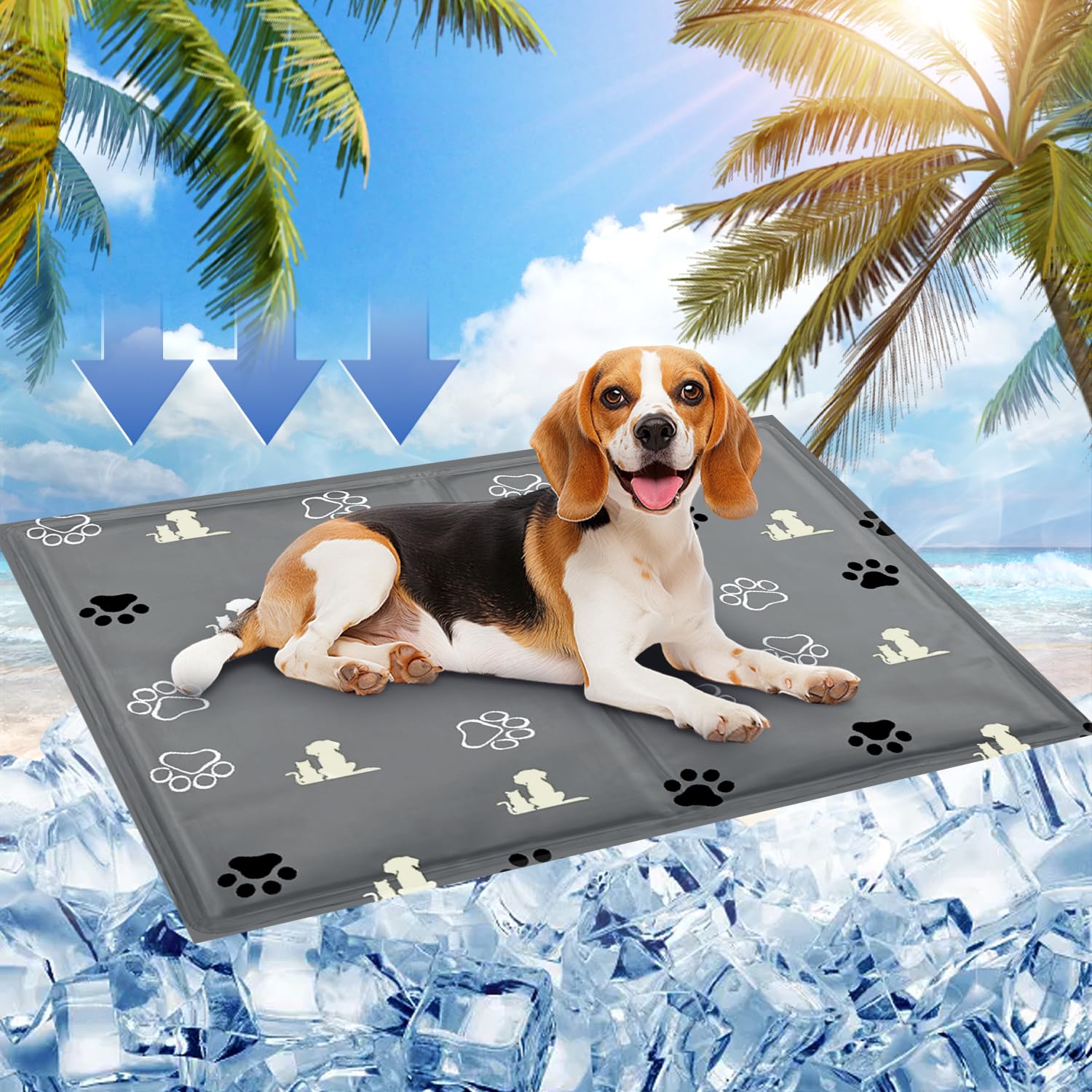 Manta Fría y Cama Refrescante para Perros y Gatos 65*50cm con Gel No Tóxico, Duradera Refrigerante Ideal para Mascotas Pequeños Medianos en Verano