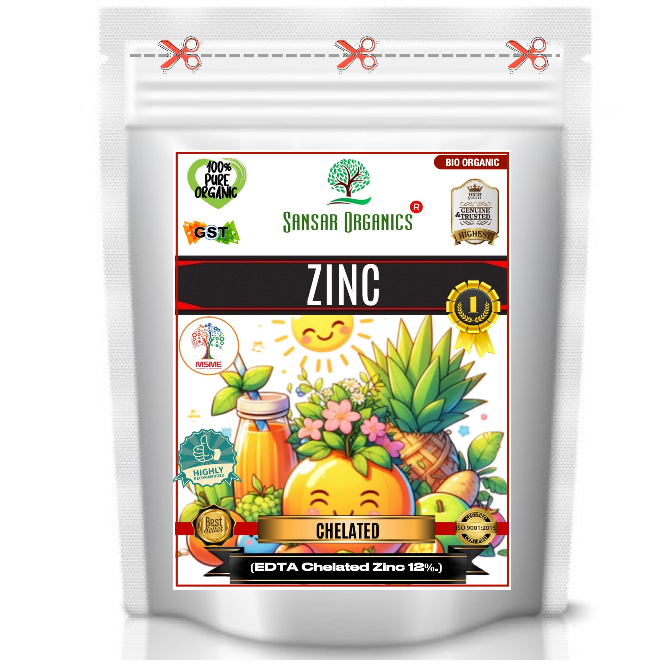 Chelated Zinc (Zinc- Zn- 12% EDTA Chelated), Powerful Essential Organic Fertilizer for Fast Growth of All Plants. (5 kg)