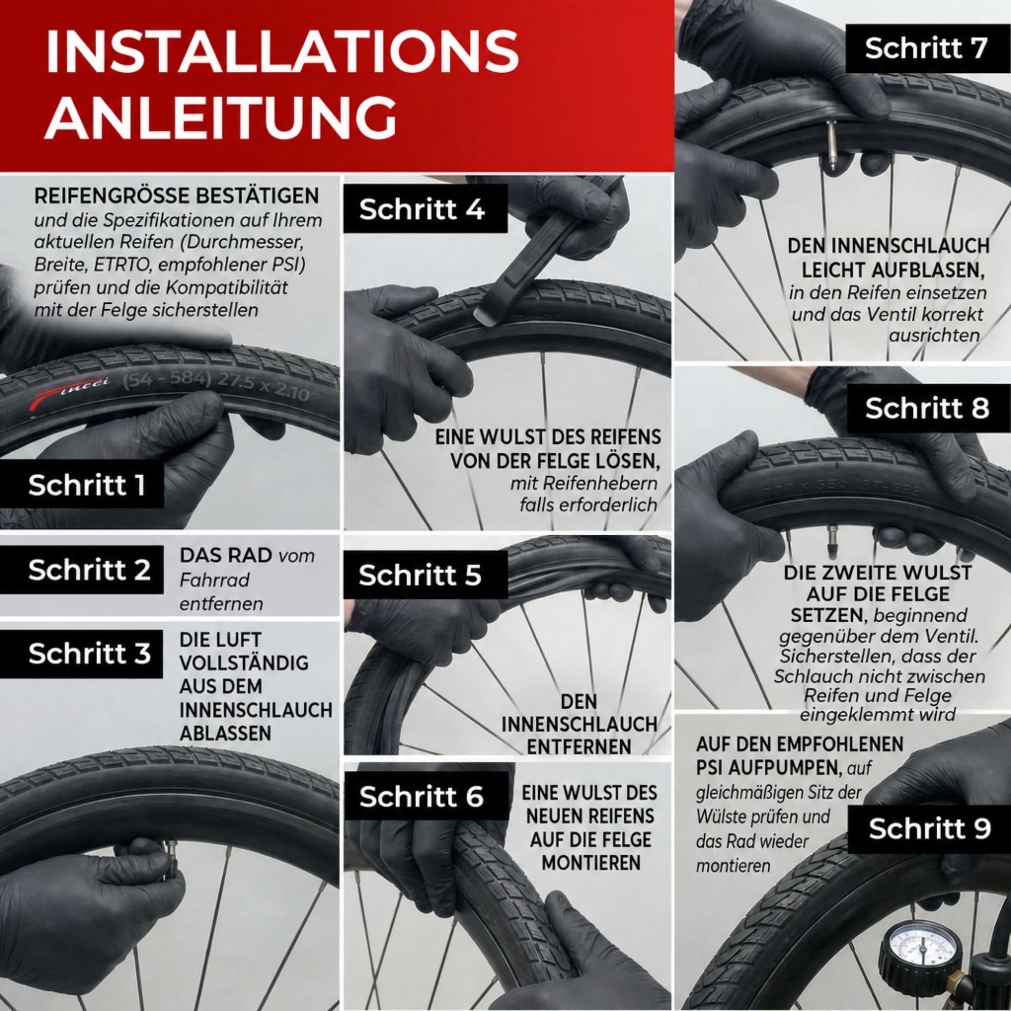 Fincci MTB Reifen 27,5 - Paar FaltReifen 27.5 x 2.10 Zoll - Fahrrad Mantel 54-584 für Rennrad, Mountainbike,E Bike Hybrid Bicycle, 2er Pack für Radfahren Offroad-, Schlamm- und Cross-Country-Strecken