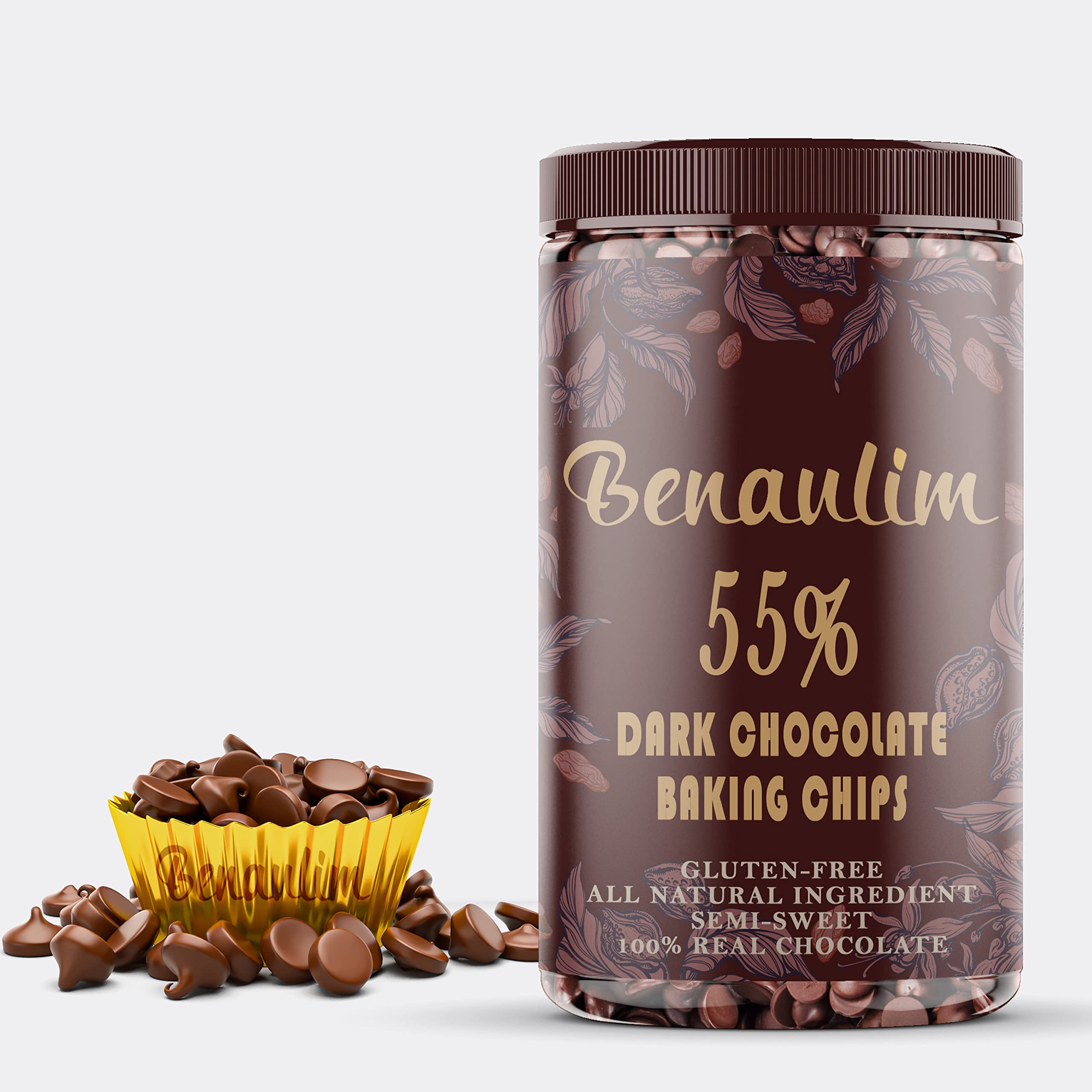 Benaulim 55% Cacao Semi-sweet Chocolate Premium Baking Chips, Chocolate Chips for Cookies, 150g (B09VH87XZ7) Amazon Price History, Amazon Price Tracker