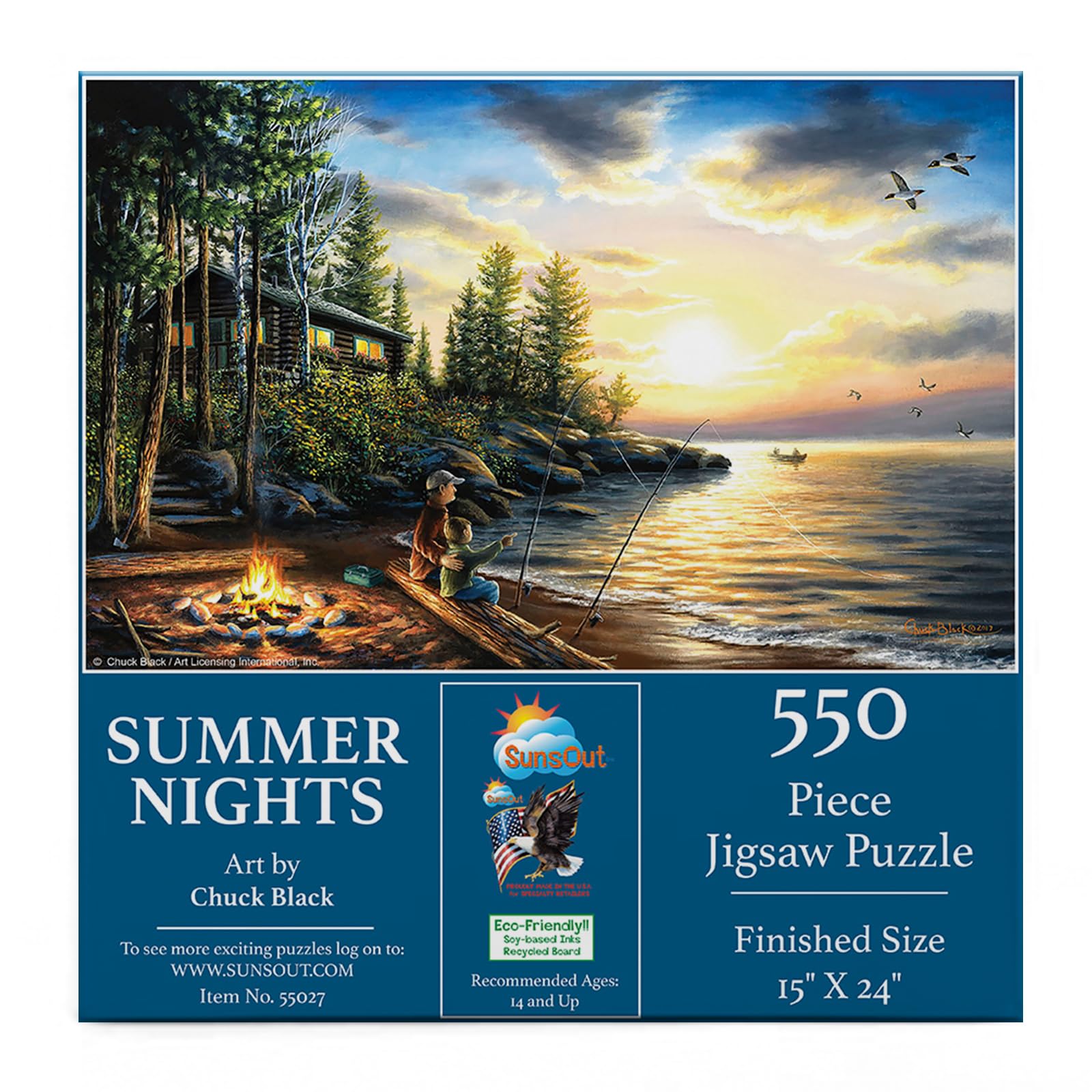 SUNSOUT INC - Summer Nights - 550 pc Jigsaw Puzzle by Artist: Chuck Black - Finished Size 15" x 24" - MPN# 55027