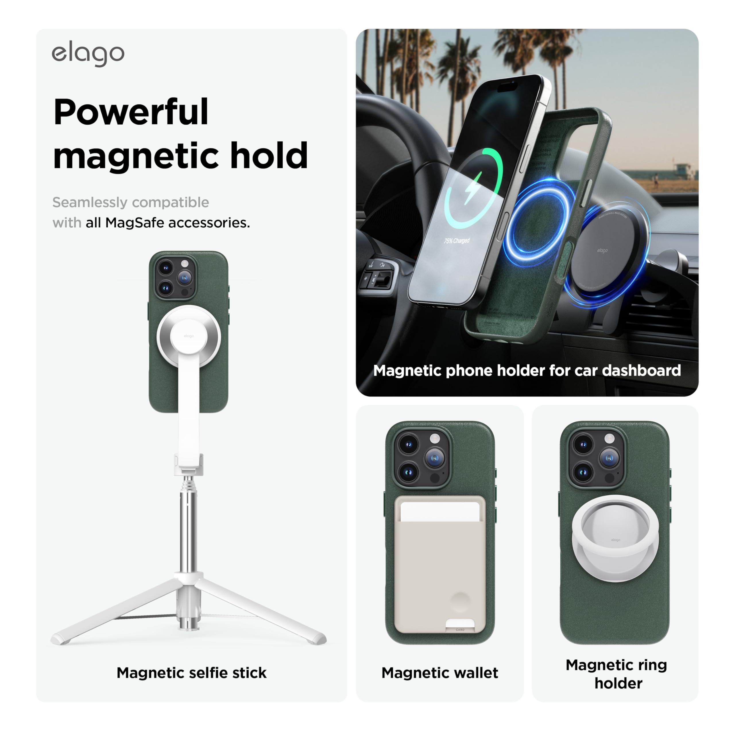 elago Magnetic Leather Case Compatible with iPhone 16 Pro Max Case, Compatible with All MagSafe Accessories, 6.9 inch - Image 3