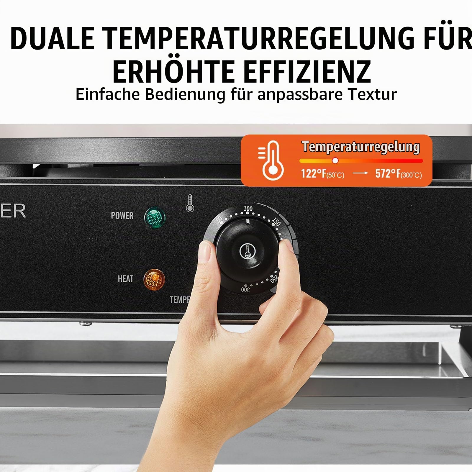 VEVOR elektrischer Crepemaker Crepe-Maschine mit Doppelkopf 6000 W flache Crepe-Grillplatte, Pfannkuchenherd aus Edelstahl, Cerealien-Pfannkuchenherd, Temperaturregelung (kein Stecker)
