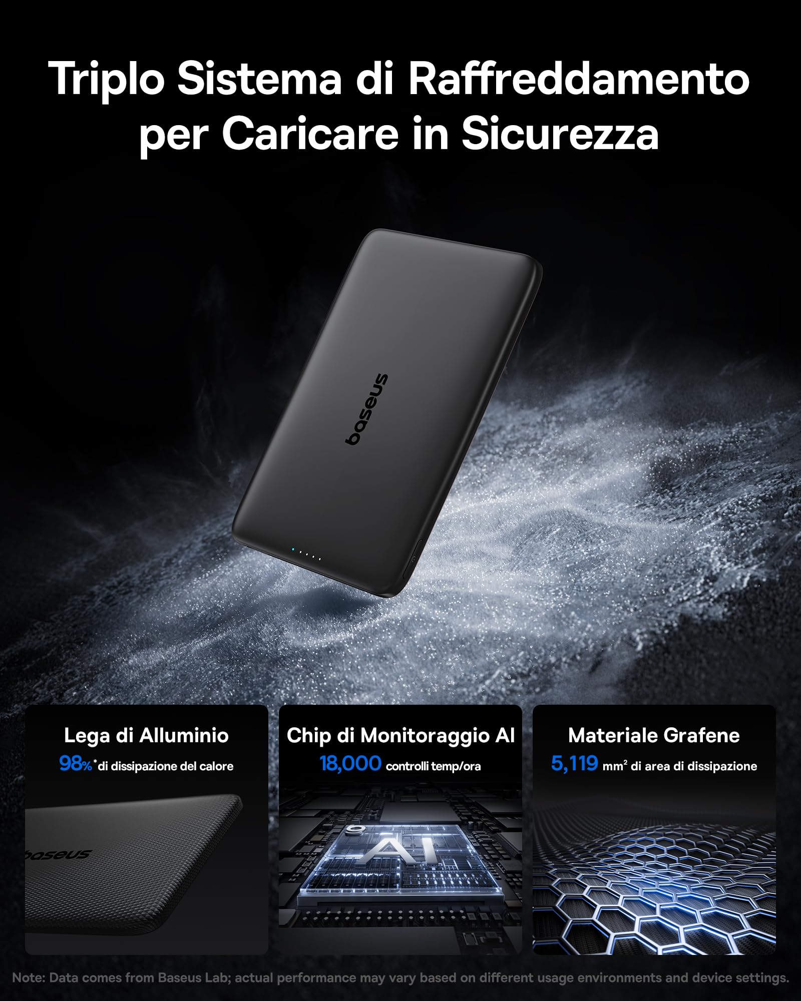 Baseus Picogo AM41 Power Bank, Ultra Slim 5000mAh Magsafe Powerbank, Ricarica Rapida PD 20W, Portatile, Magnetico Batteria Esterna Wireless con cavo USB C per iPhone 17/16/15/14/13/12, Nero