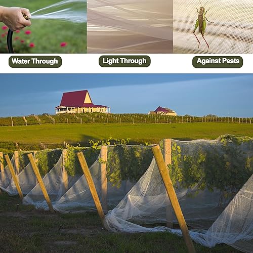 Miniatura 7 de Red de malla para jardín, 10 pies x 50 pies, malla ultra fina, mosquito, cigarra, insectos, para invernadero, cama de jardín, cubierta de hileras de