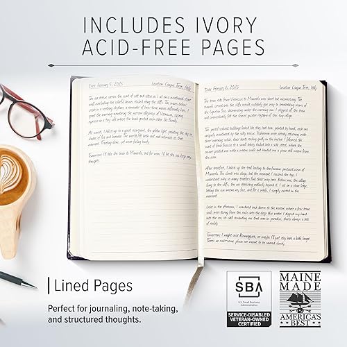 Miniatura 3 de Gallery Leather Diario grande de cuero Acadia Navy - 9.75"x7.5"