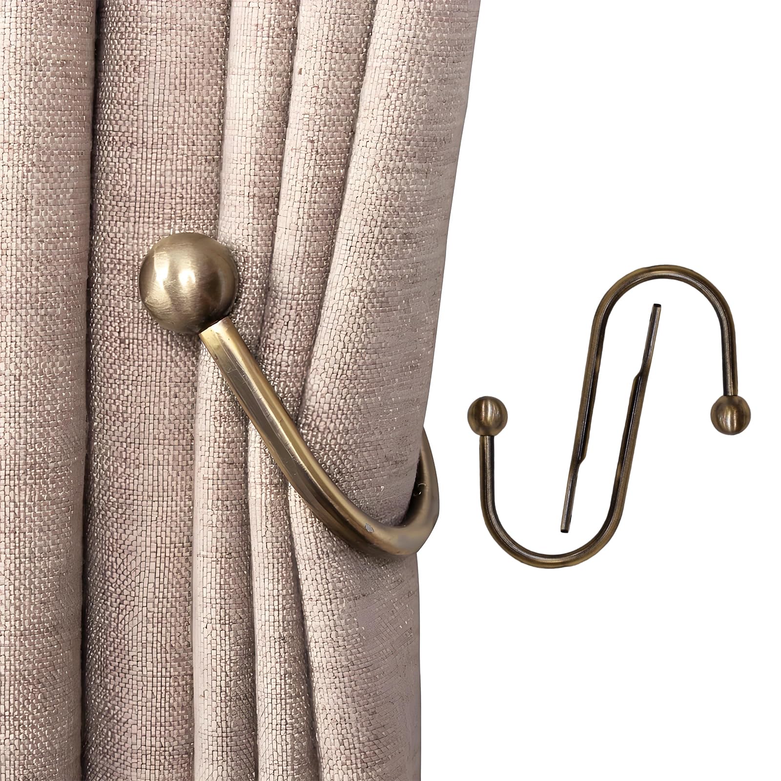 Tweozek Ancient Green 2 Pcs Curtain Holdbacks, Brass Curtain Hold Backs Metal Curtain Tie Backs Curtains U-Shaped Hook Wall Mounted Decorative Drapery Holder With Screws For Bedroom Fixed Curtain Or Hanging Items