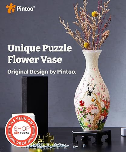 Miniatura 2 de Pintoo S1035 - Rompecabezas de florero 3D de 160 piezas con curvas, de plástico, regalo de inauguración de casa, para arreglos florales y decoración