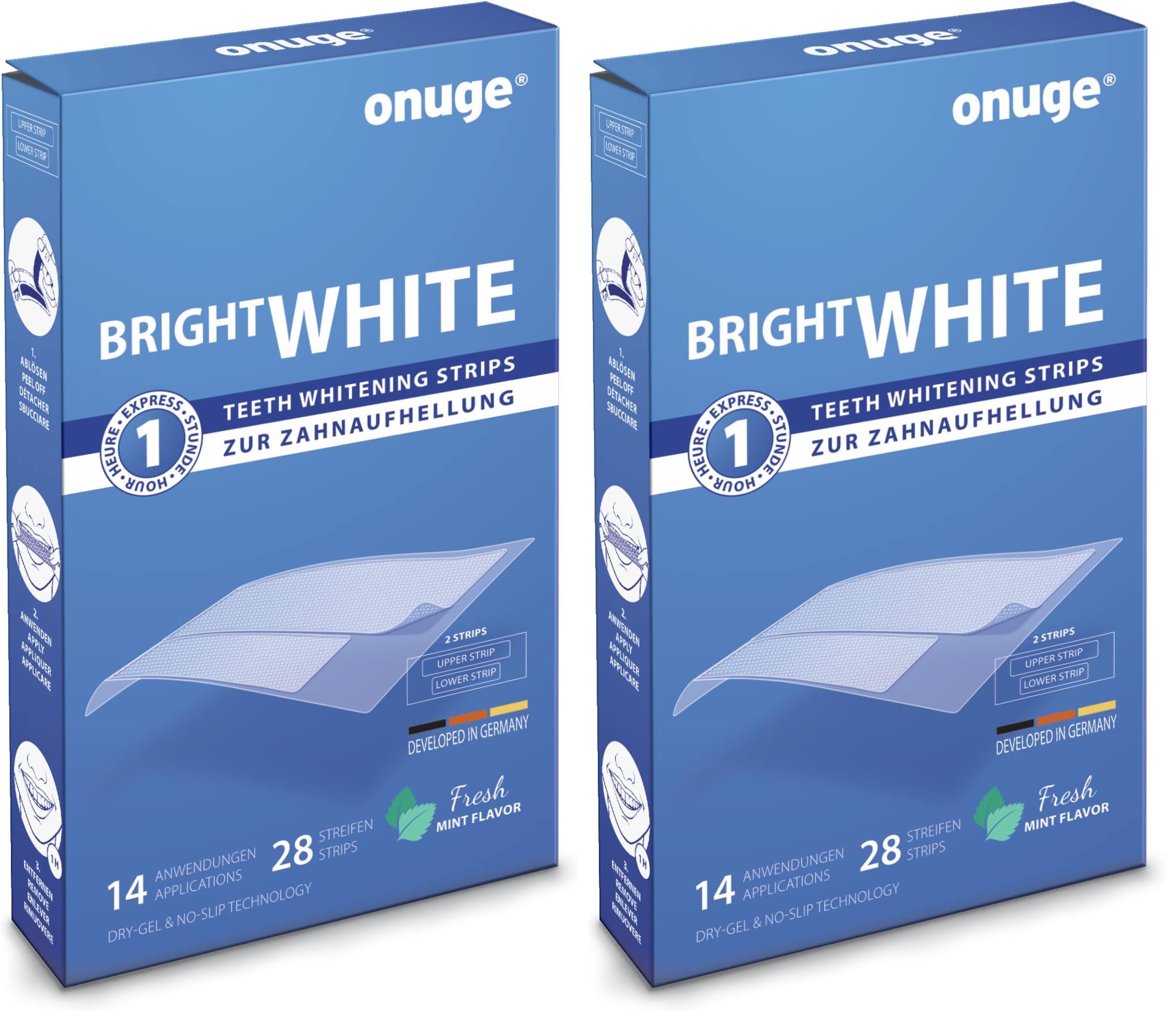 Bright White Teeth Whitening Strips – Bleaching-Strips zur Zahnaufhellung – Ohne Peroxid – Auch für empfindliche Zähne 28 Strips - 14 Tage (Packung mit 2)
