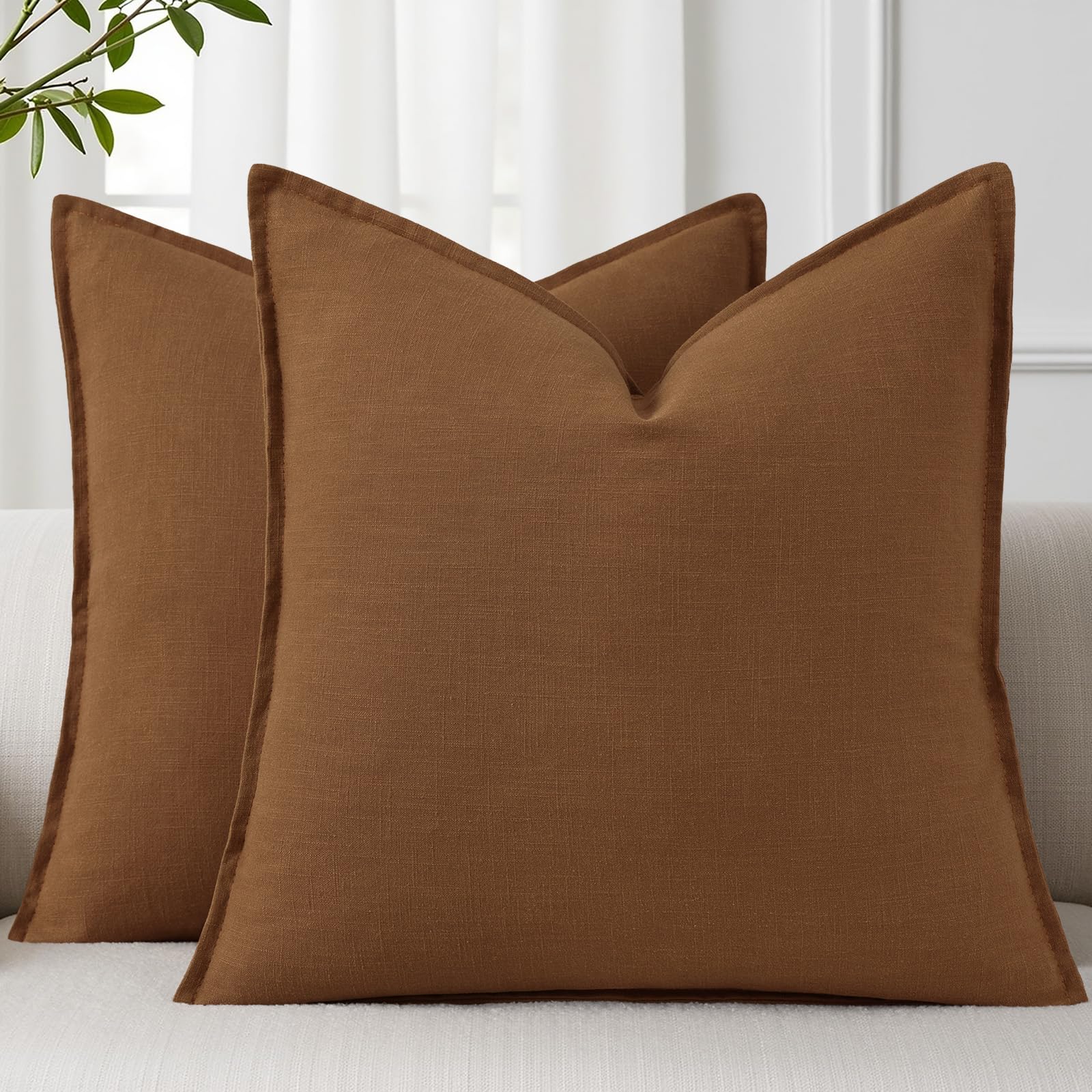 decorUhome Fall Brick Linen Throw Pillow Covers 20x20 Set of 2