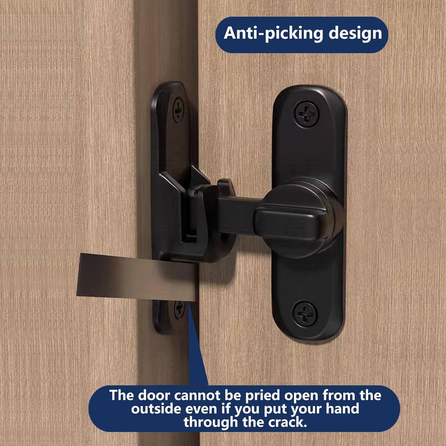 90/180 Degree Barn Door Lock, Heavy Duty Sliding Barn Door Latch, Aluminum Door Lock Latch Hardware for Bathroom, Cabinet, Closet, Garden Gate, Childproof Privacy Slide Latch Lock (Black)