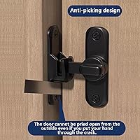 Vista 8 de Cerradura de puerta abatible de granero, color negro, resistente 90/180, pestillo de puerta abatible para puerta izquierda y derecha, para armarios