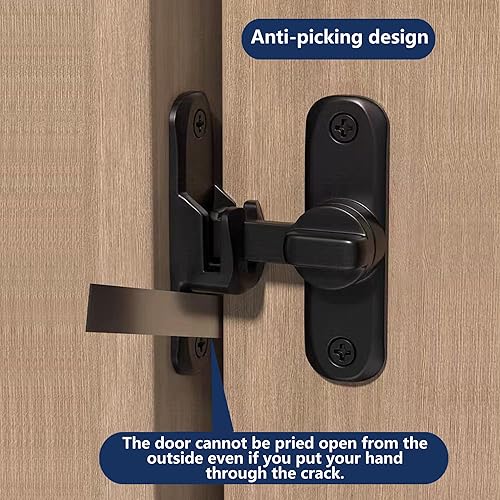 Miniatura 8 de Cerradura de puerta abatible de granero, color negro, resistente 90/180, pestillo de puerta abatible para puerta izquierda y derecha, para armarios