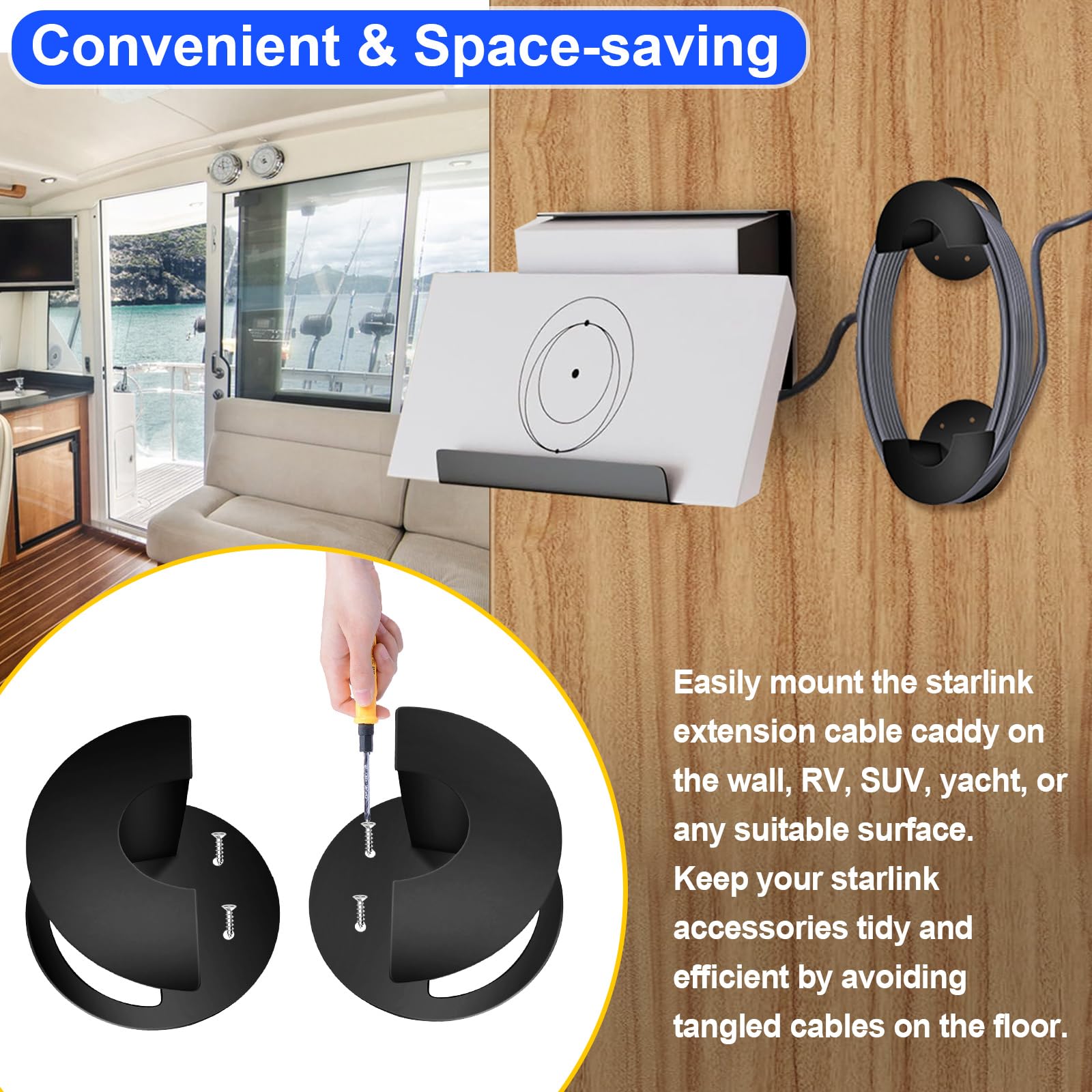 Starlink Router Wall Mount with Ethernet Cable Caddy, 2-in-1 Mount Kit for Starlink Standard V3 Mesh Router, Power Supply Holder for V3&Gen3 HP Standard Router, UTR-32, Cable Management(Metal Bracket)