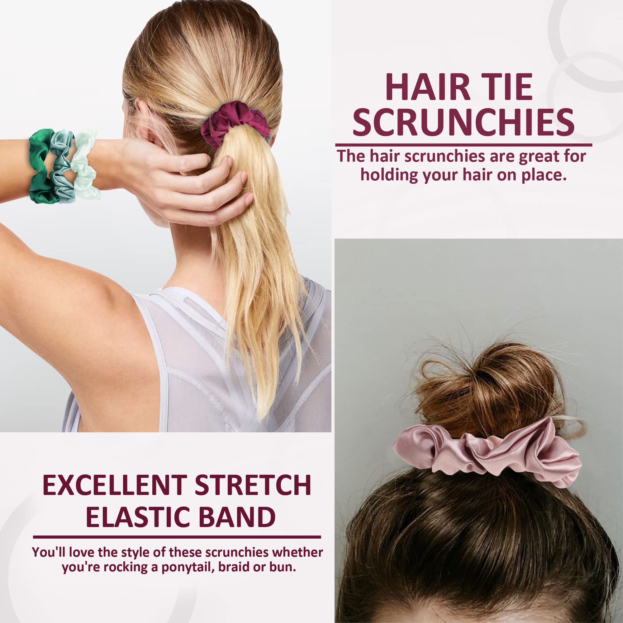 Miley Luxury Satin Scrunchies for Women/girls | Pack of 12 |Exact Colors as Pic, | Plain Pastel Shades | Anti hair breakage, scrunchies set (Prism) (Pack of 12) 2