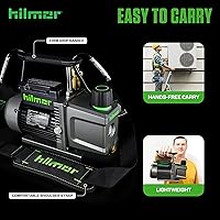 Vista 5 de Hilmor 1950532 HVAC Bomba de Vacío de 12 CFM para Herramientas y Equipos HVAC, 120 Voltios, 1 Caballo de Fuerza, Capacidad de Aceite de 15 oz, 7.6