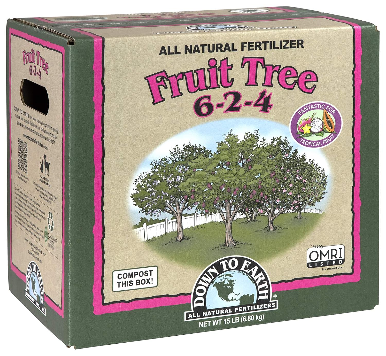 Down to Earth Organic Fruit Tree Fertilizer Mix 624, 15lb Patio, Lawn & Garden