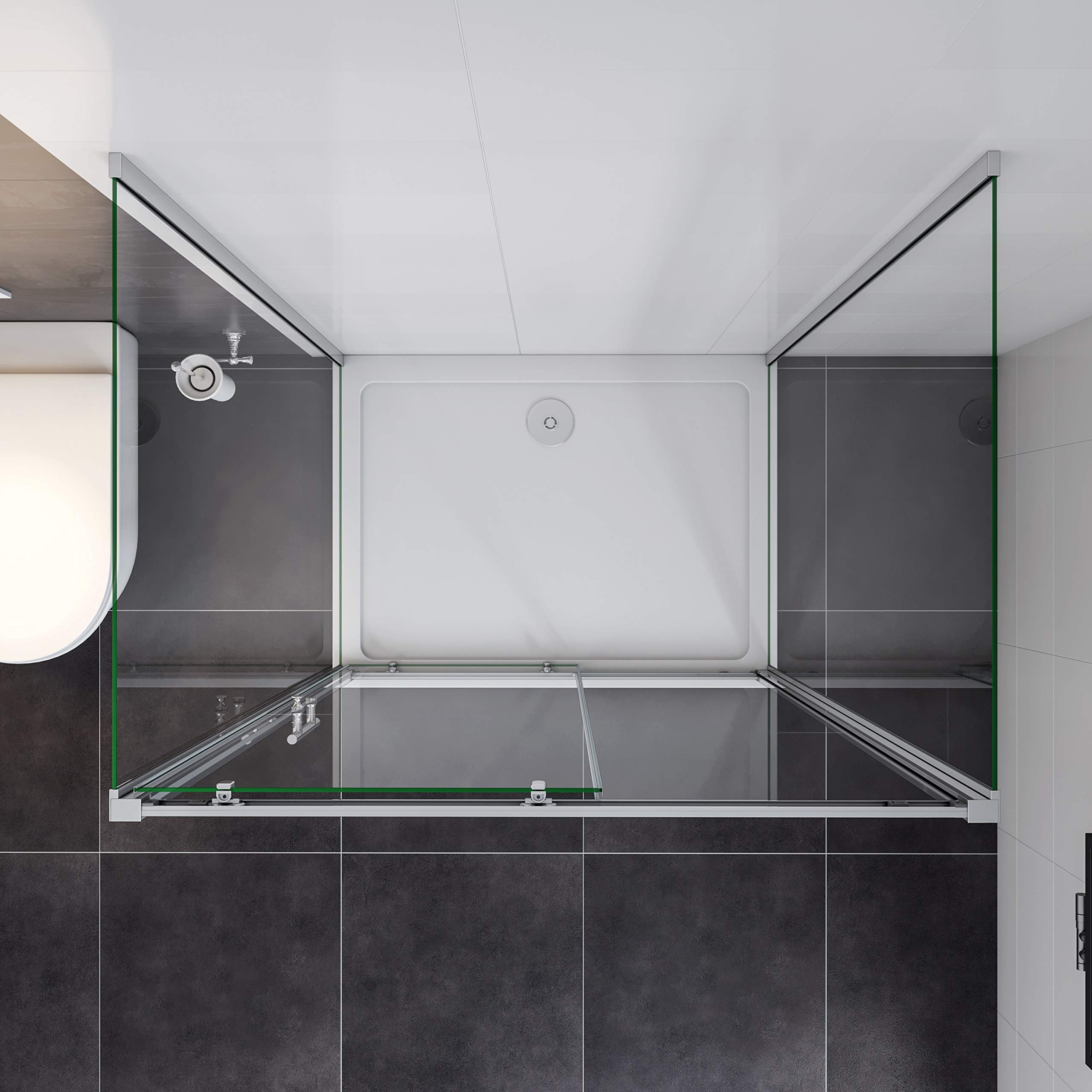 185 cm Box Doccia a Tre Lati Porta Scorrevole con Due Pareti Laterali 70x120x70 cm Vetro Temperato Trasparente 5 mm Profilo Cromato Lucido