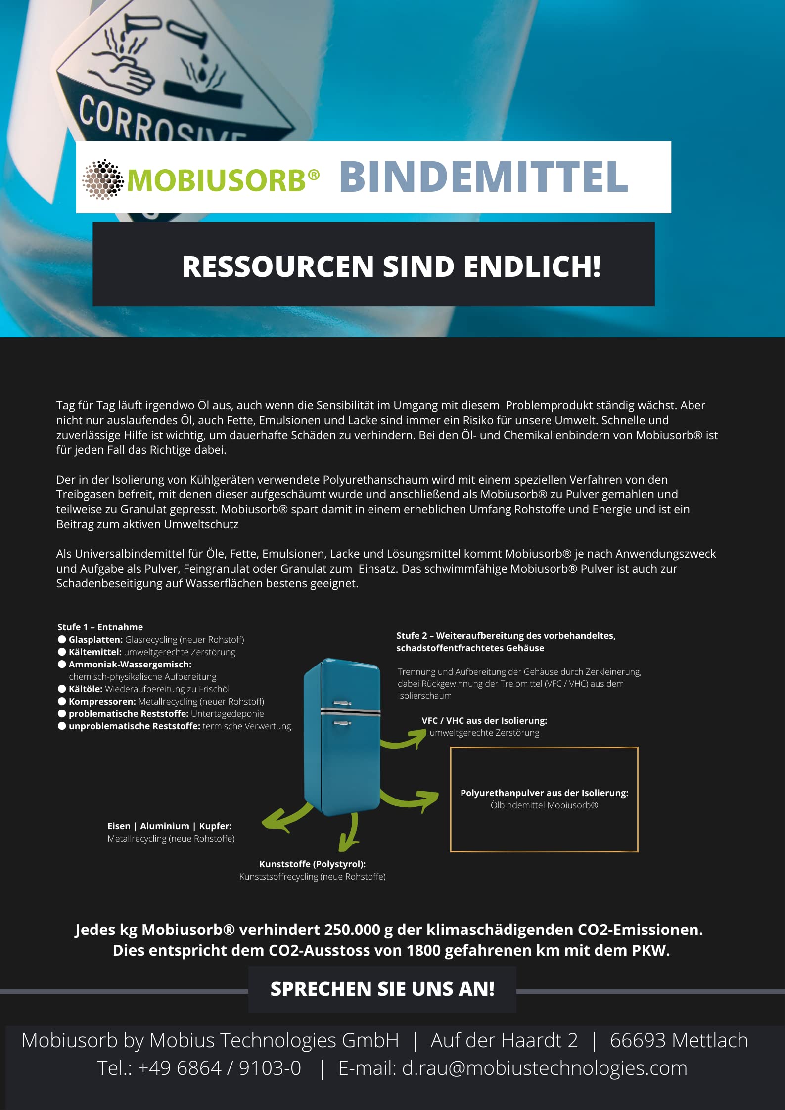 Ölbinder Granulat 50 l saugstark nachhaltig ressourcenschonend Klimaschutzeffekt aus Kühlschrankrückproduktion Made in Germany prävention Auffangwannen 16 kg