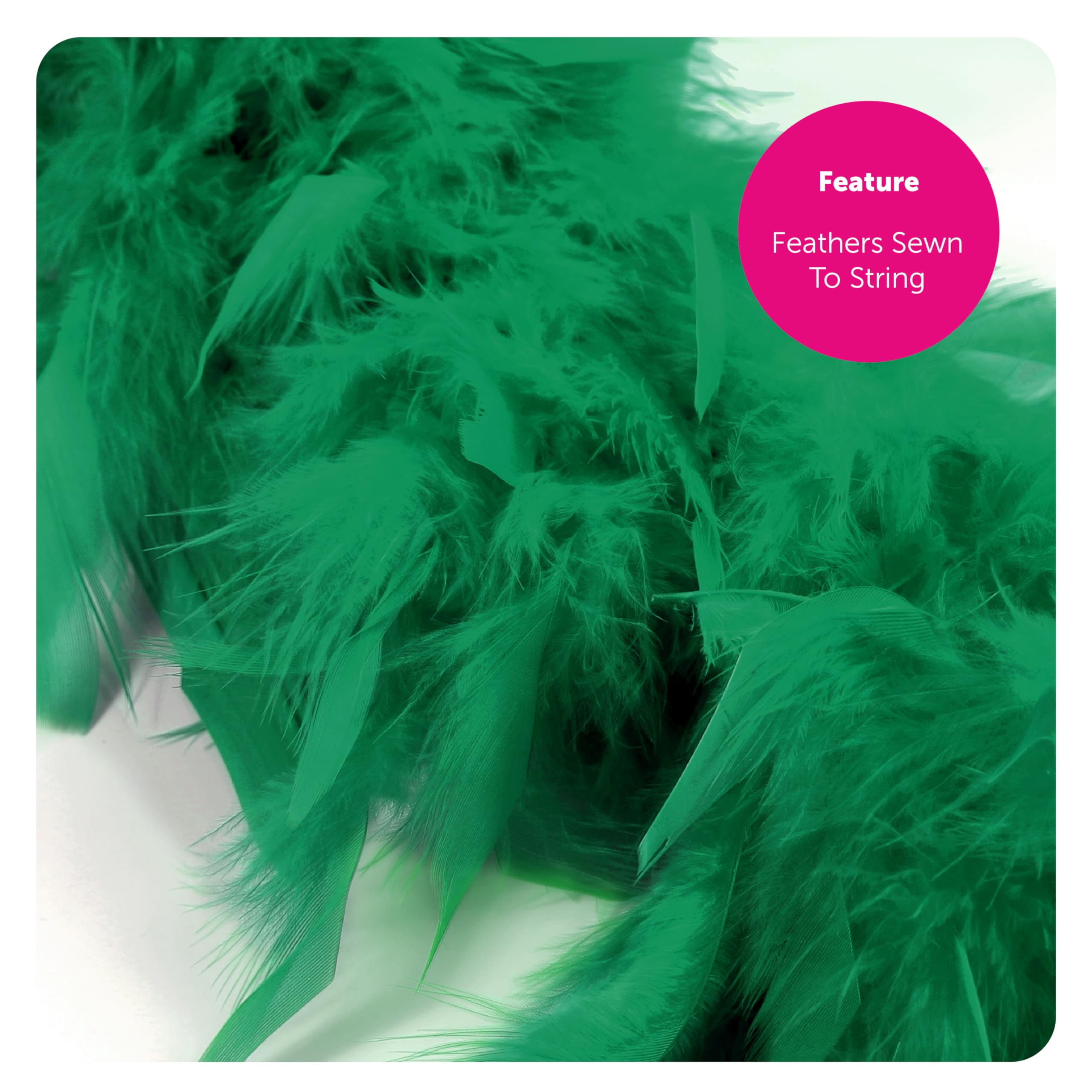 Lot de 6 boa à plumes vertes - 180 cm de long - 80 g - Accessoire de déguisement pour enterrement de vie de jeune fille