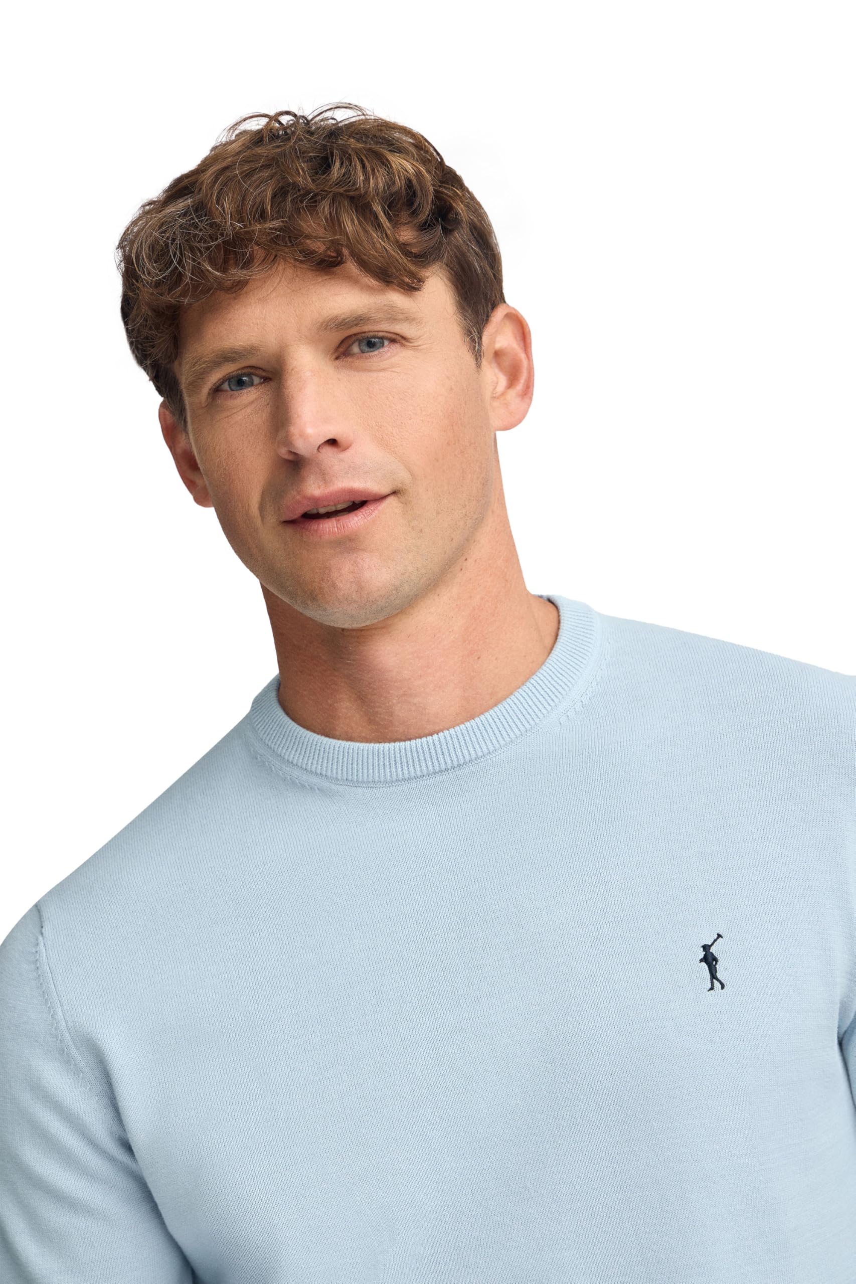 Polo Club Maglione a Treccia da Uomo con Logo e Scollo Tondo